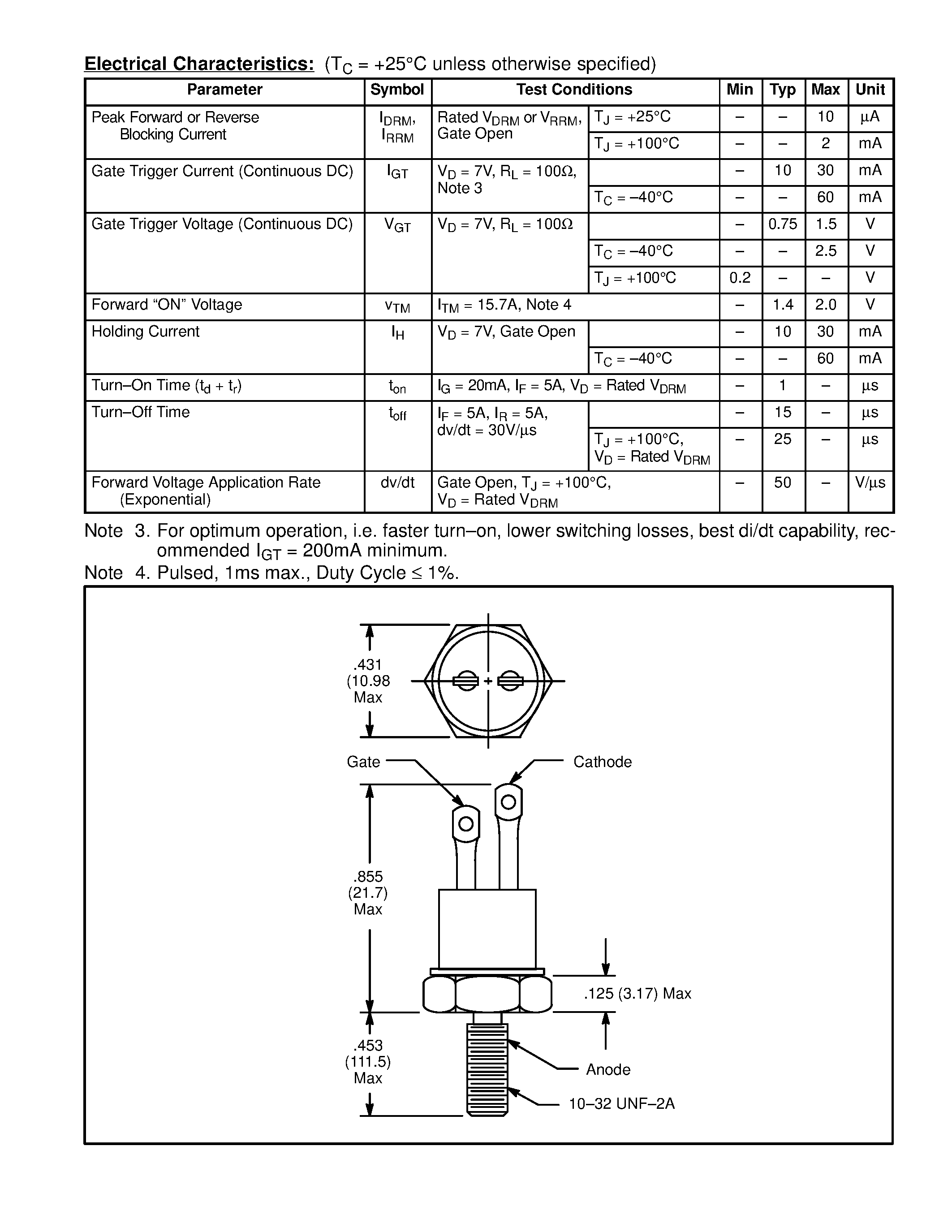Даташит NTE5480 - Silicon Controlled Rectifier (SCR) 8 Amp страница 2