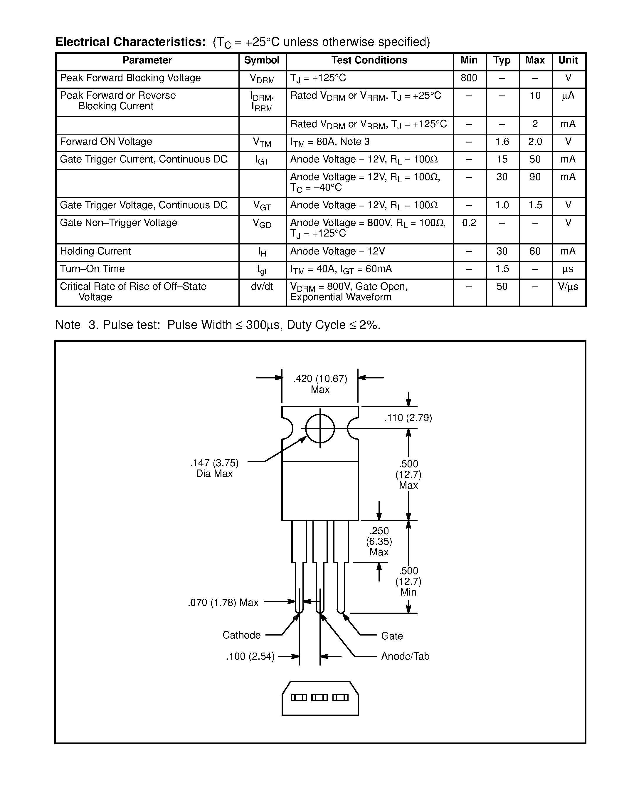 Даташит NTE5536 - Silicon Controlled Rectifier (SCR) страница 2