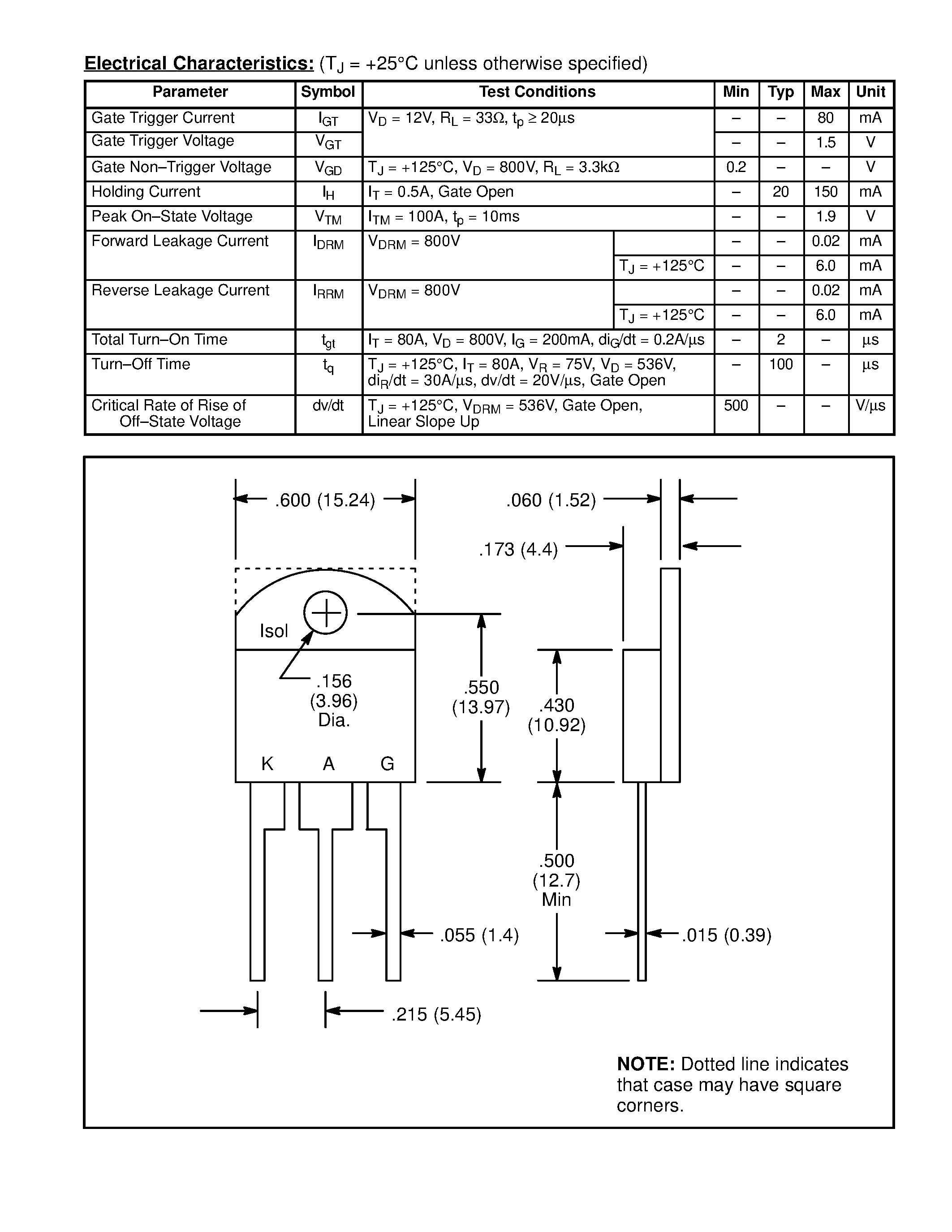 Даташит NTE5538 - Silicon Controlled Rectifier (SCR) 800VDRM / 50A страница 2