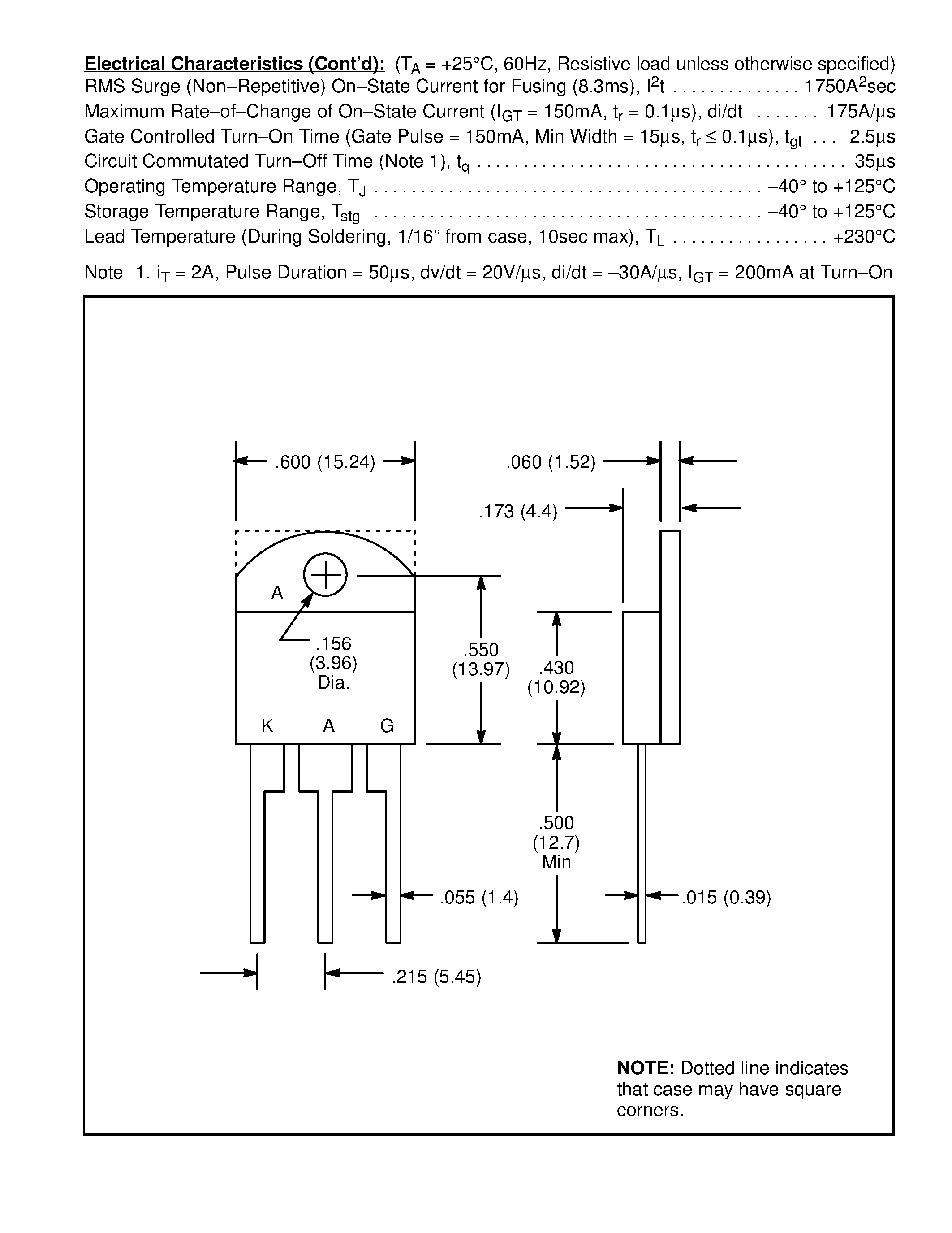 Даташит NTE5540 - Silicon Controlled Rectifier (SCR) 55 Amps страница 2
