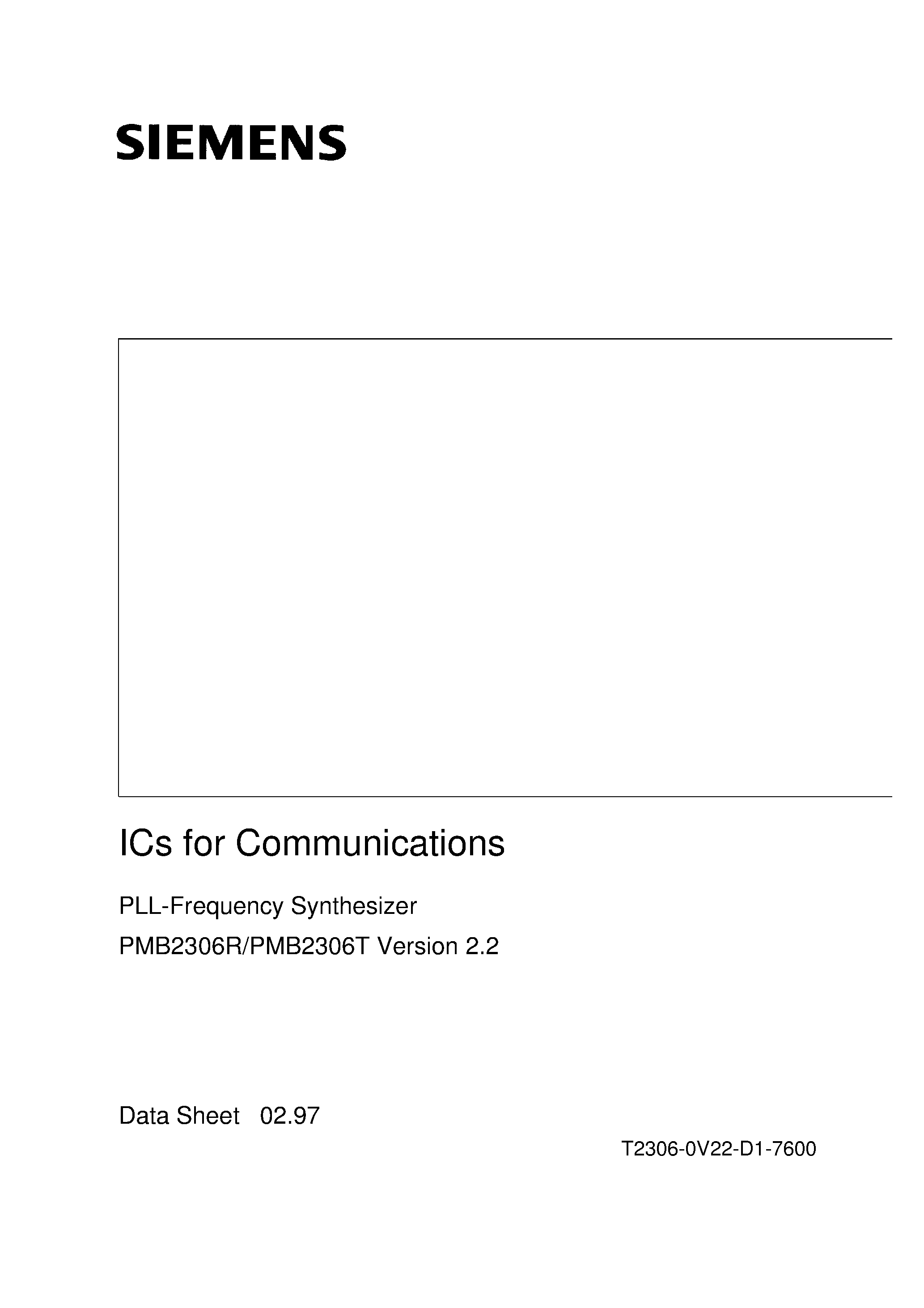 Datasheet PMB2306R page 1 Datasheet PMB2306R - PLL-Frequency Synthesizer PMB2306R/PMB2306T Version 2.2 page 1