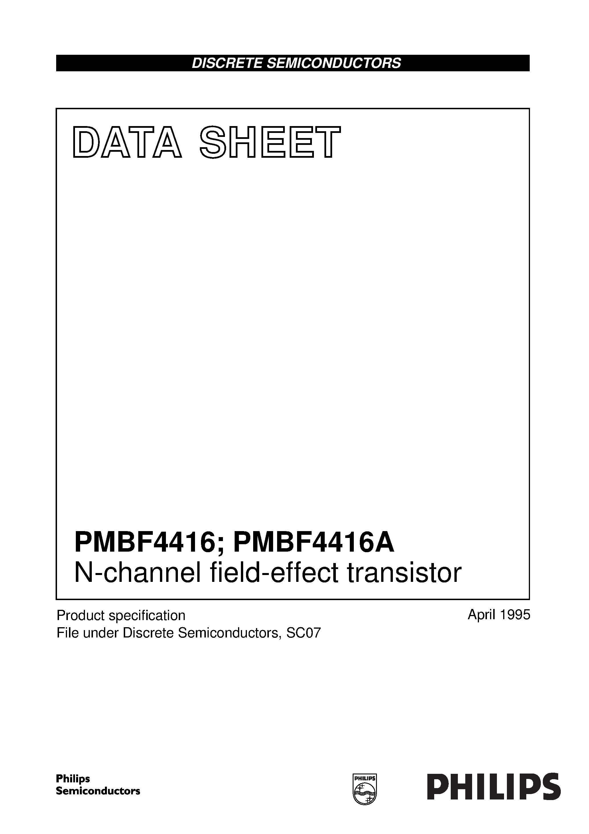 Datasheet PMBF4416 - N-channel field-effect transistor page 1