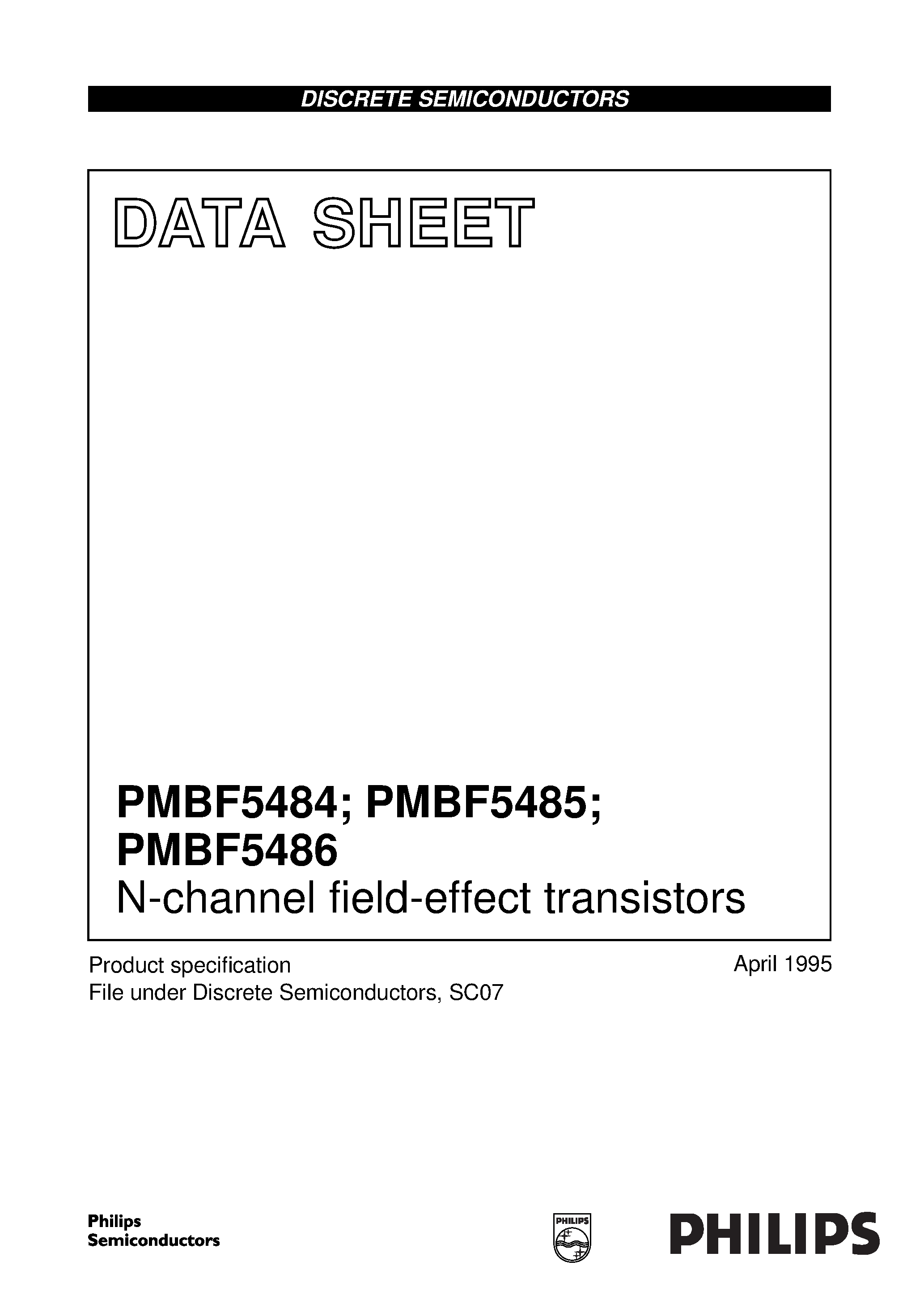 Datasheet PMBF5485 - N-channel field-effect transistors page 1