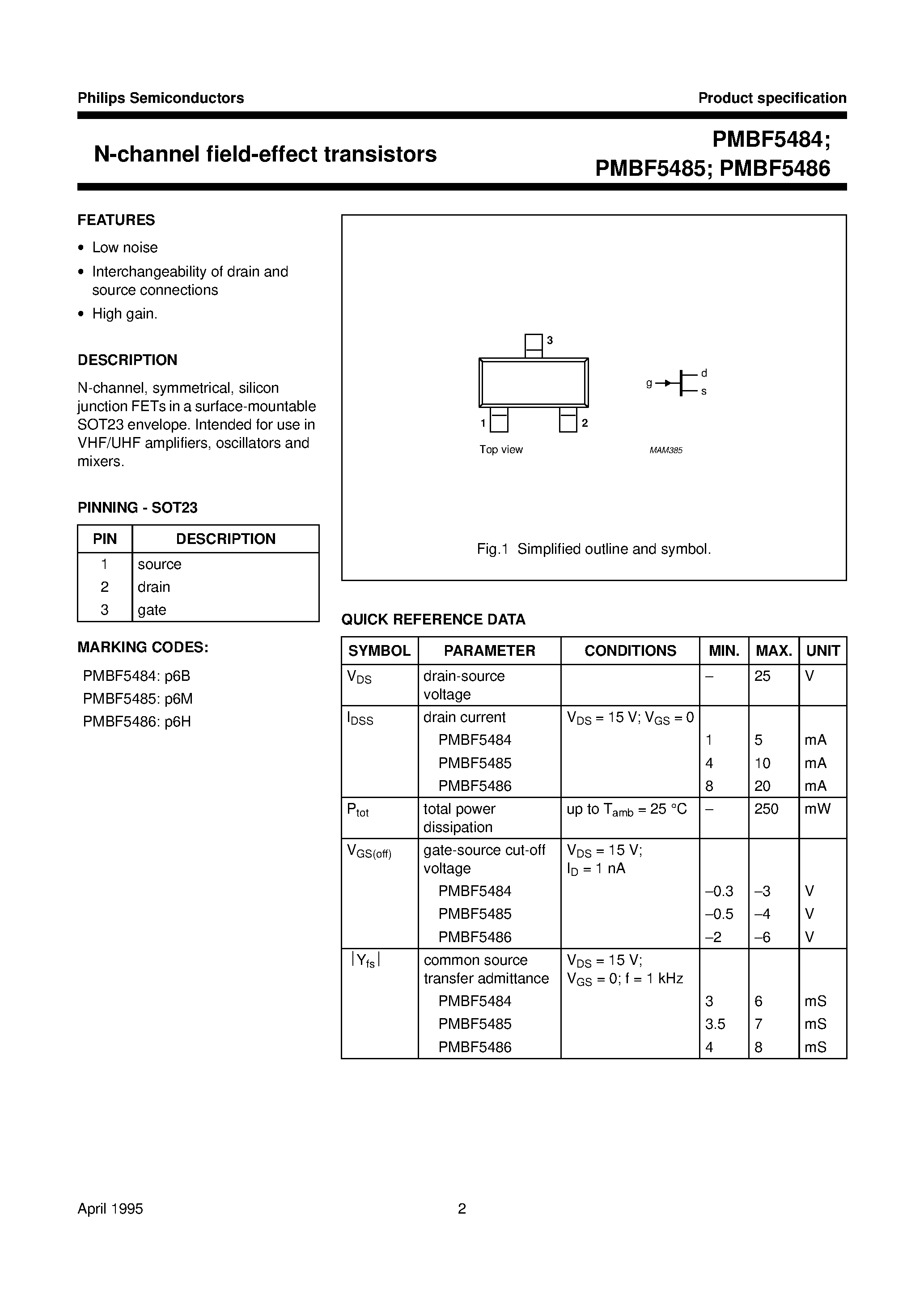 Datasheet PMBF5486 - N-channel field-effect transistors page 2