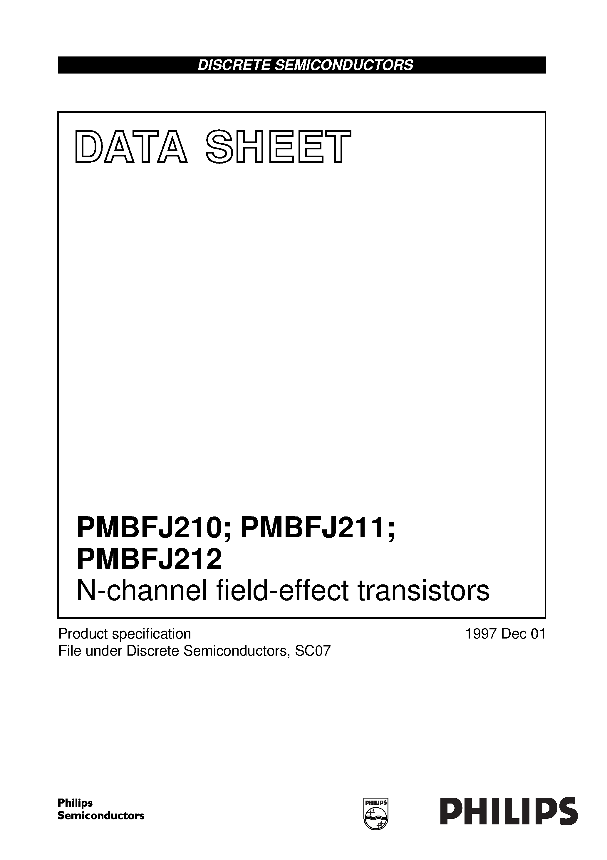 Datasheet PMBFJ211 - N-channel field-effect transistors page 1