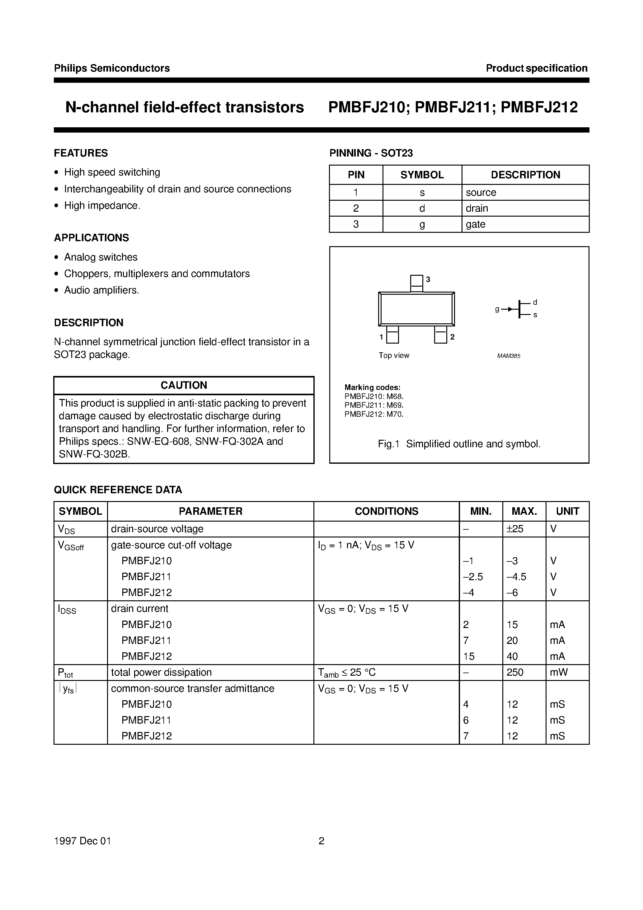Datasheet PMBFJ211 - N-channel field-effect transistors page 2