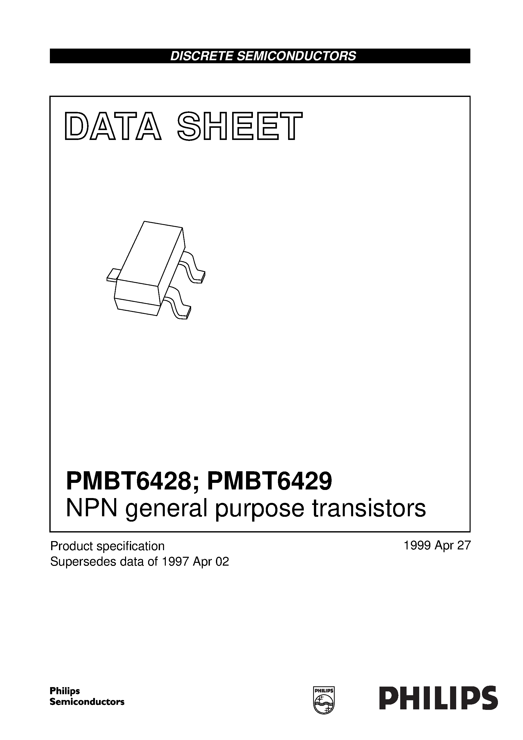 Datasheet PMBT6429 - NPN general purpose transistors page 1