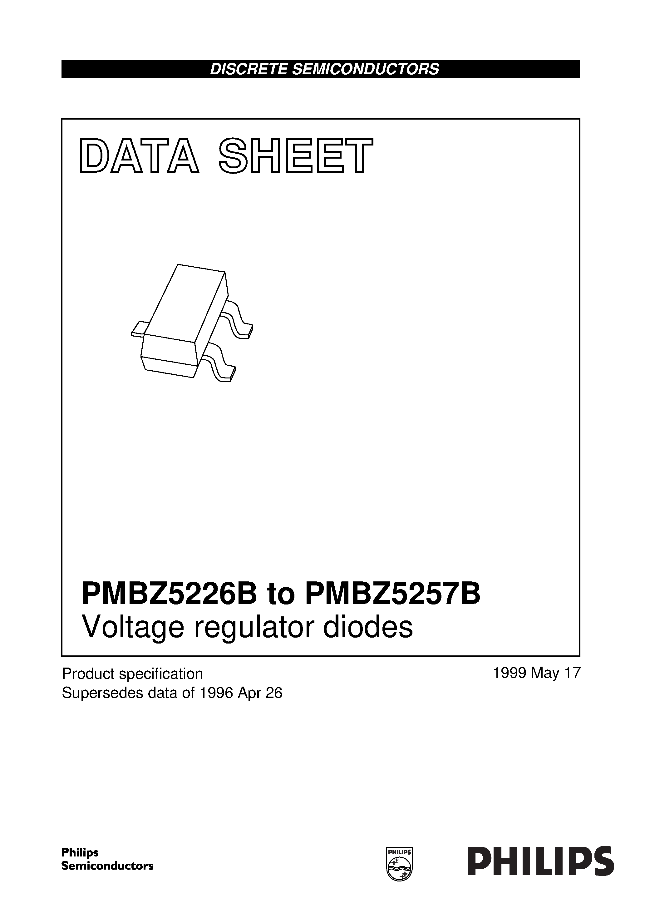 Даташит PMBZ5253B - Voltage regulator diodes страница 1