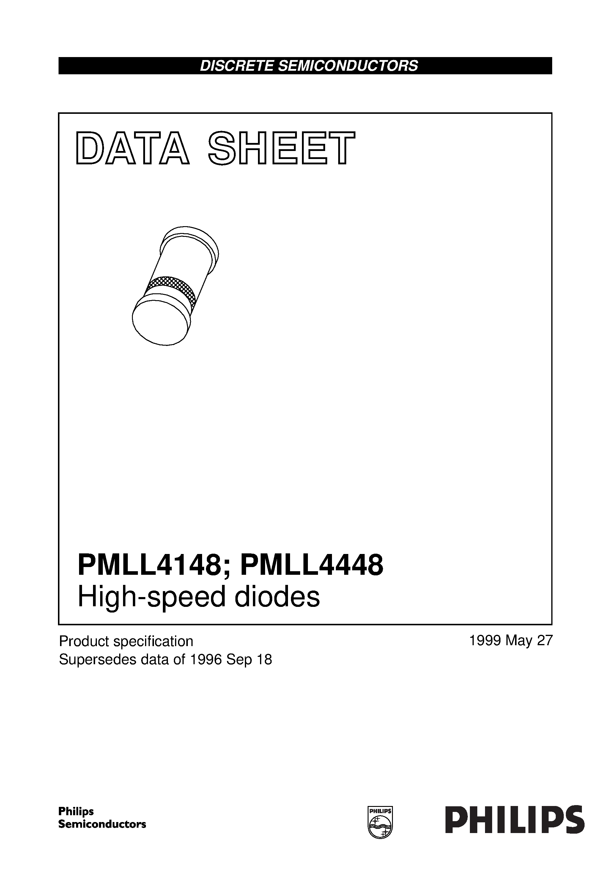 Даташит на микросхему PMLL4148 страница 1 Даташит PMLL4148 - High-speed diodes страница 1