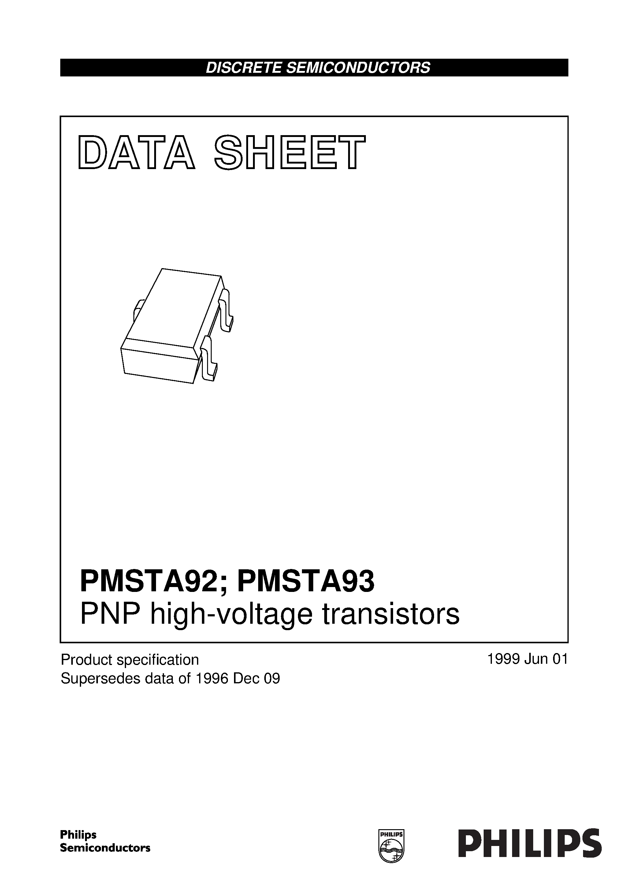 Datasheet PMSTA92 - PNP high-voltage transistors page 1