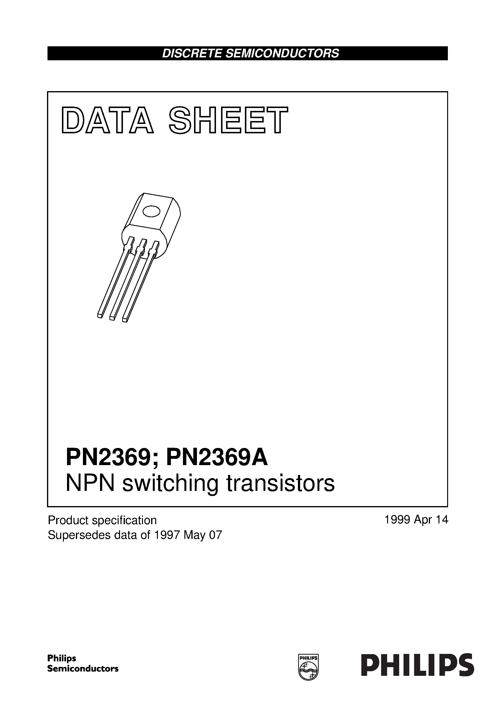 Datasheet PN2369A - NPN switching transistors page 1