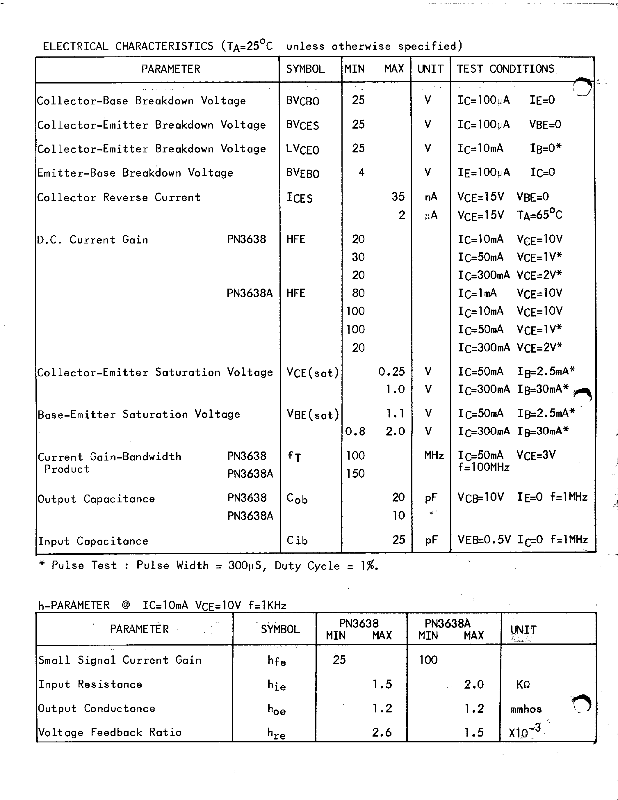 Datasheet PN3638A - PNP SILICON TRANSISTORS page 2