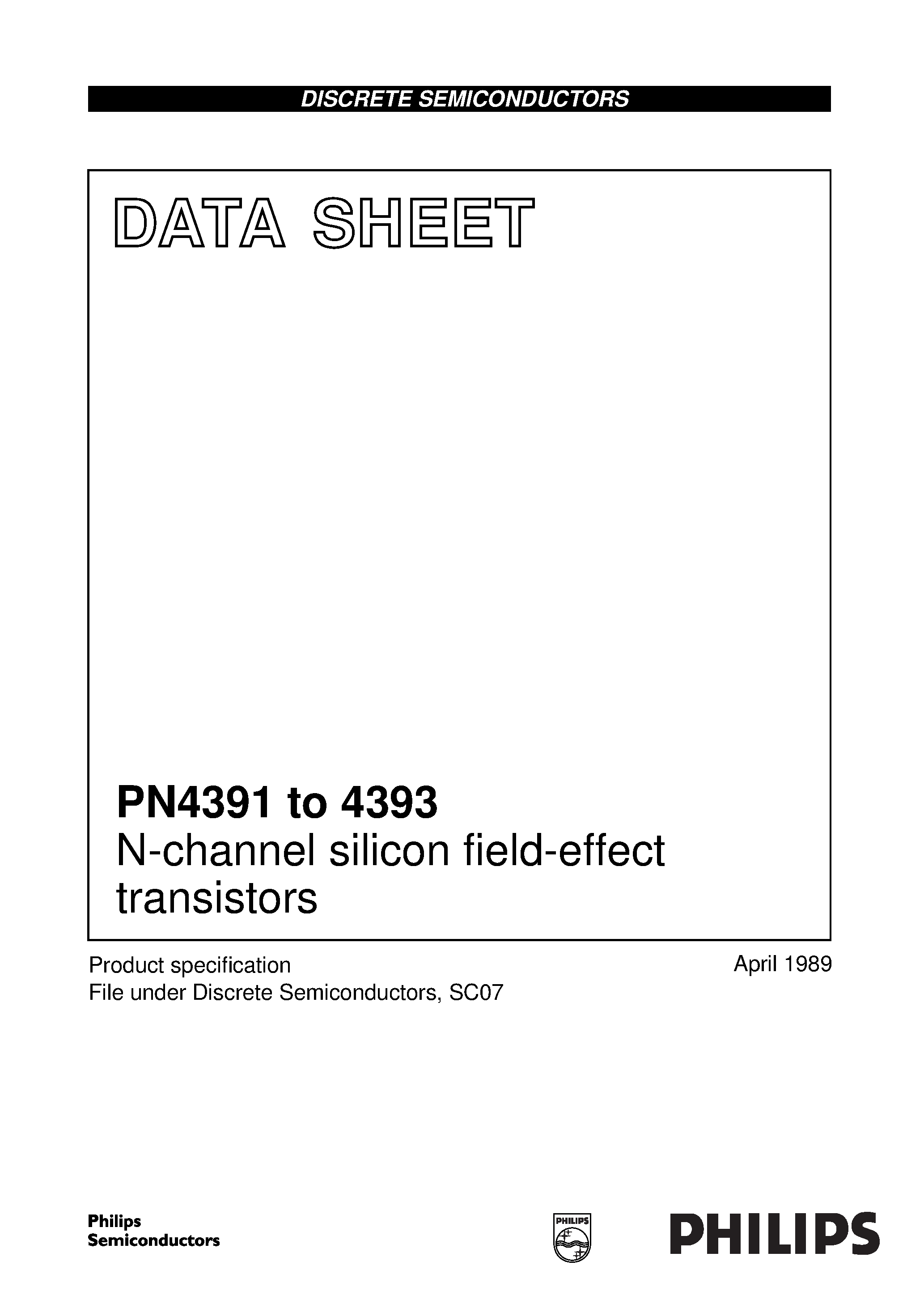 Datasheet PN4392 - N-channel silicon field-effect transistors page 1