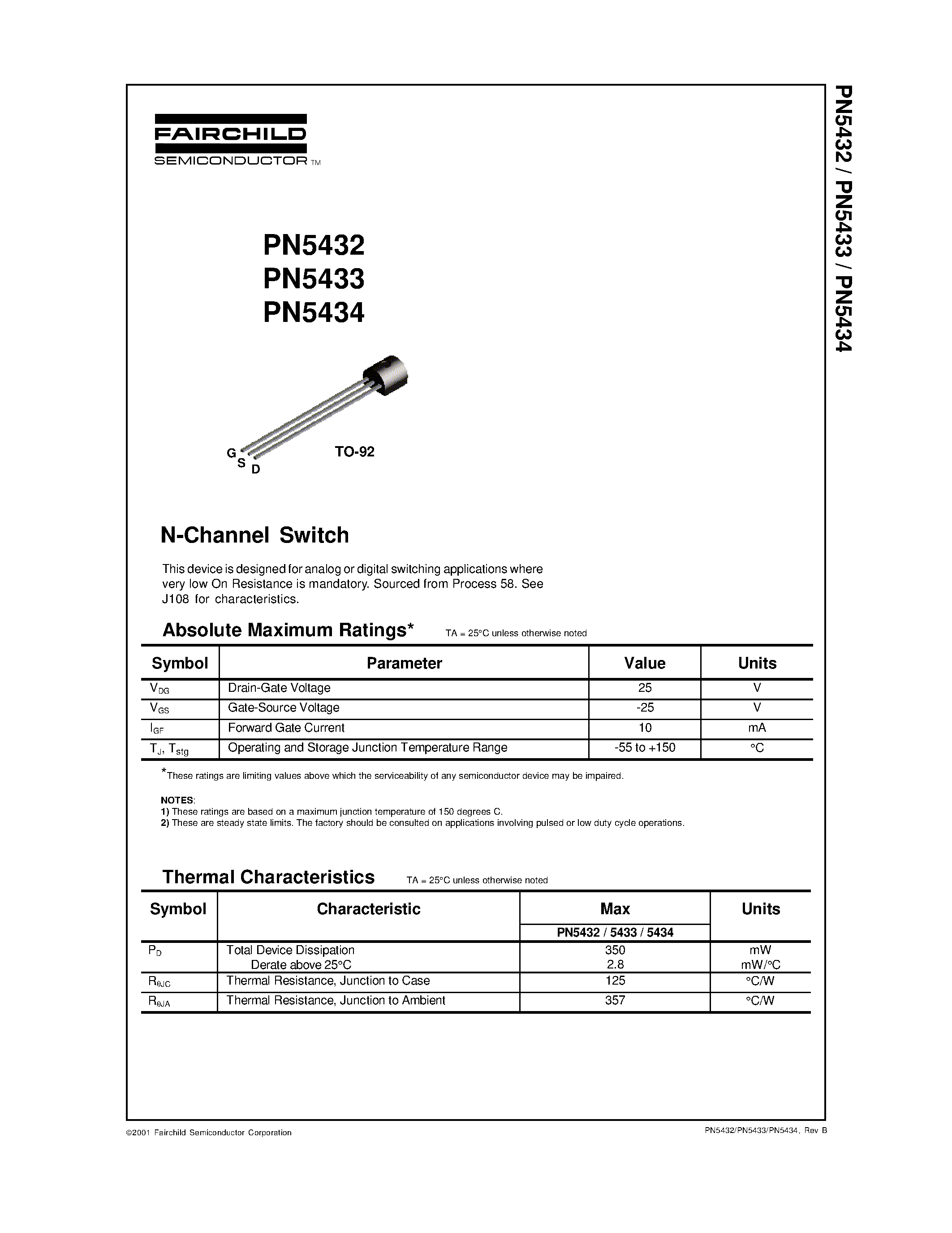 Datasheet PN5433 - N-Channel Switch page 1