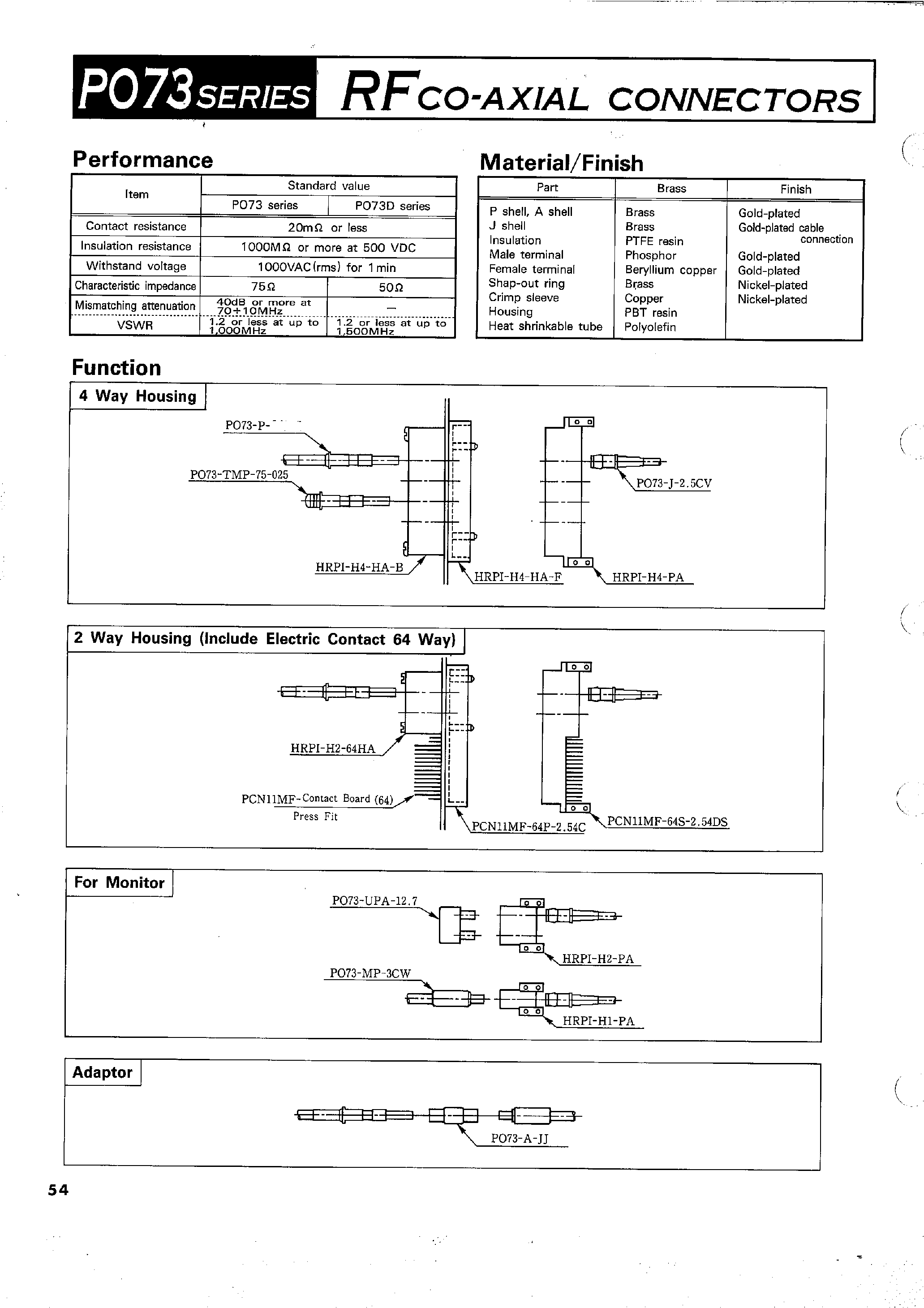 Datasheet PO73-P-3CW - RFCO-AXIAL CONNECTORS(COAXIAL CONNECTORS for use with HRPI) page 2