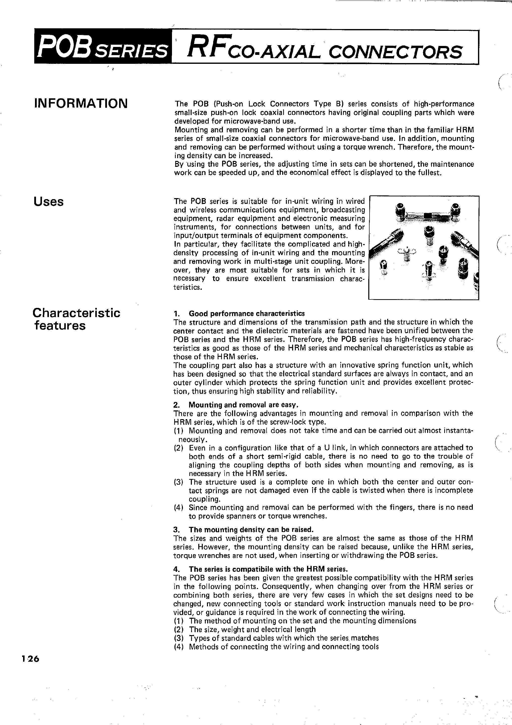 Datasheet POB-PJ-85 - RFCO-AXIAL CONNECTORS page 1