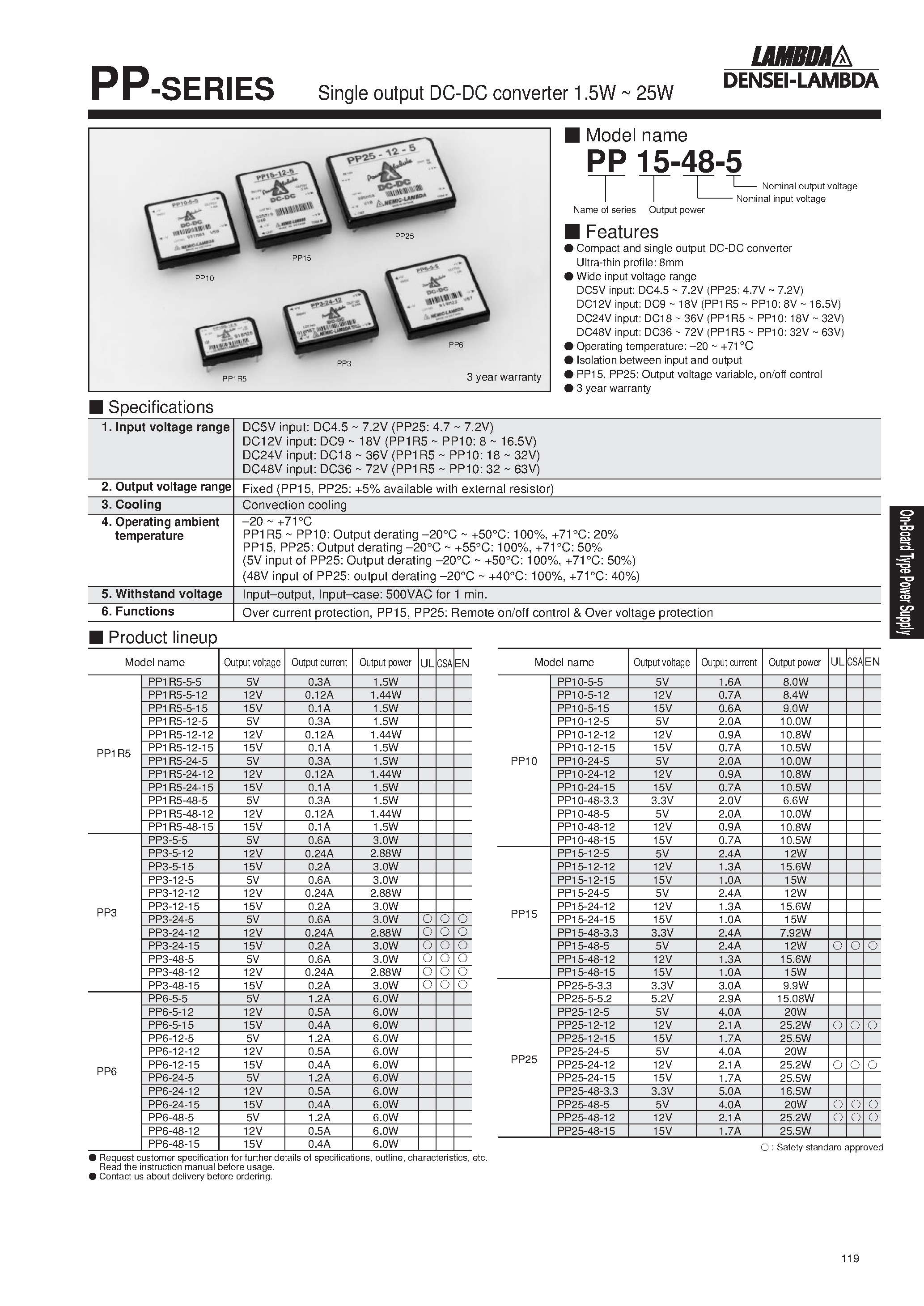 Даташит на микросхему PP10-24-5 страница 1 Даташит PP10-24-5 - Single / Dual output DC-DC converter 1.5W ~ 25W страница 1