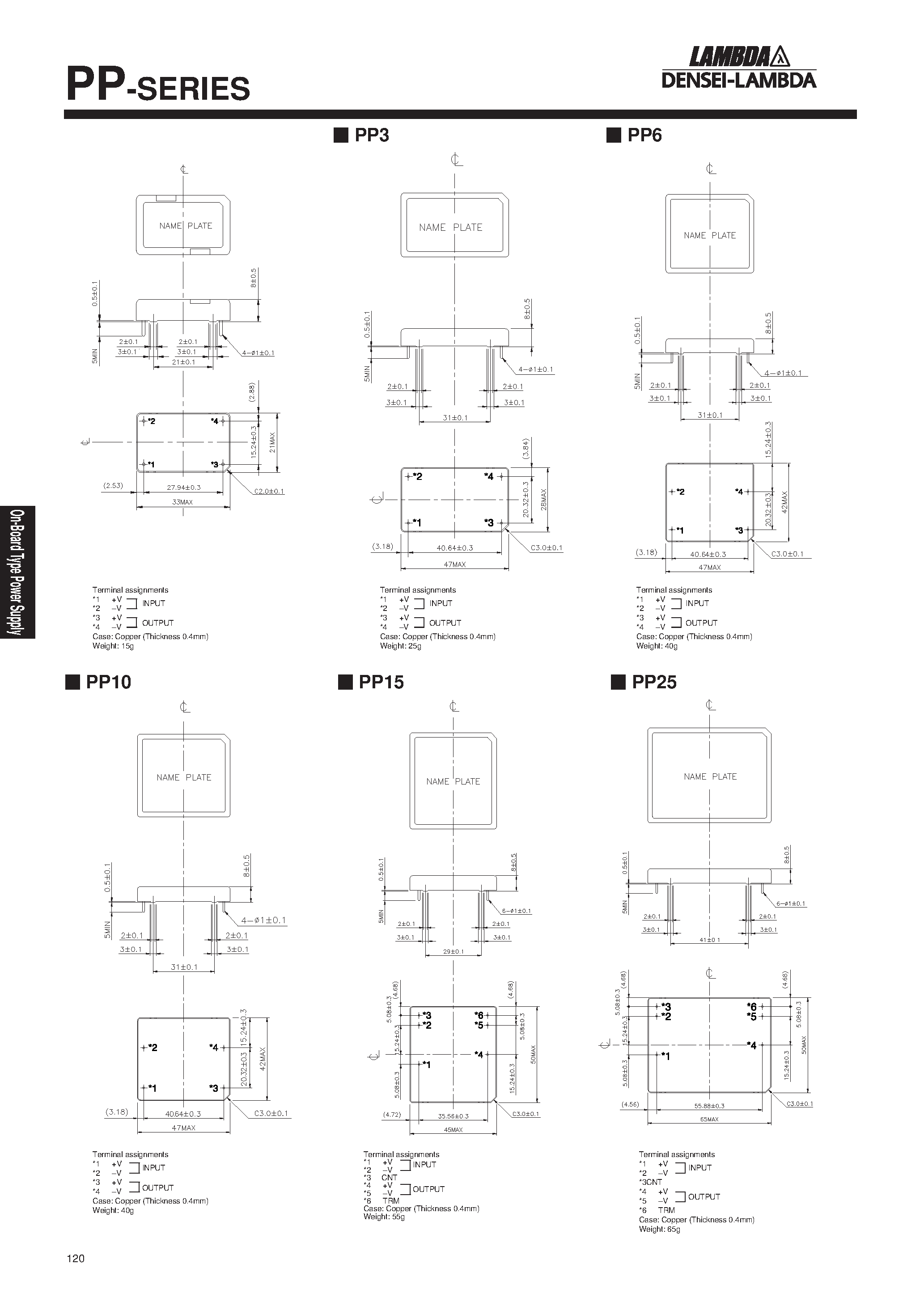 Datasheet PP15-48-3.3 page 2 Datasheet PP15-48-3.3 - Single / Dual output DC-DC converter 1.5W ~ 25W page 2