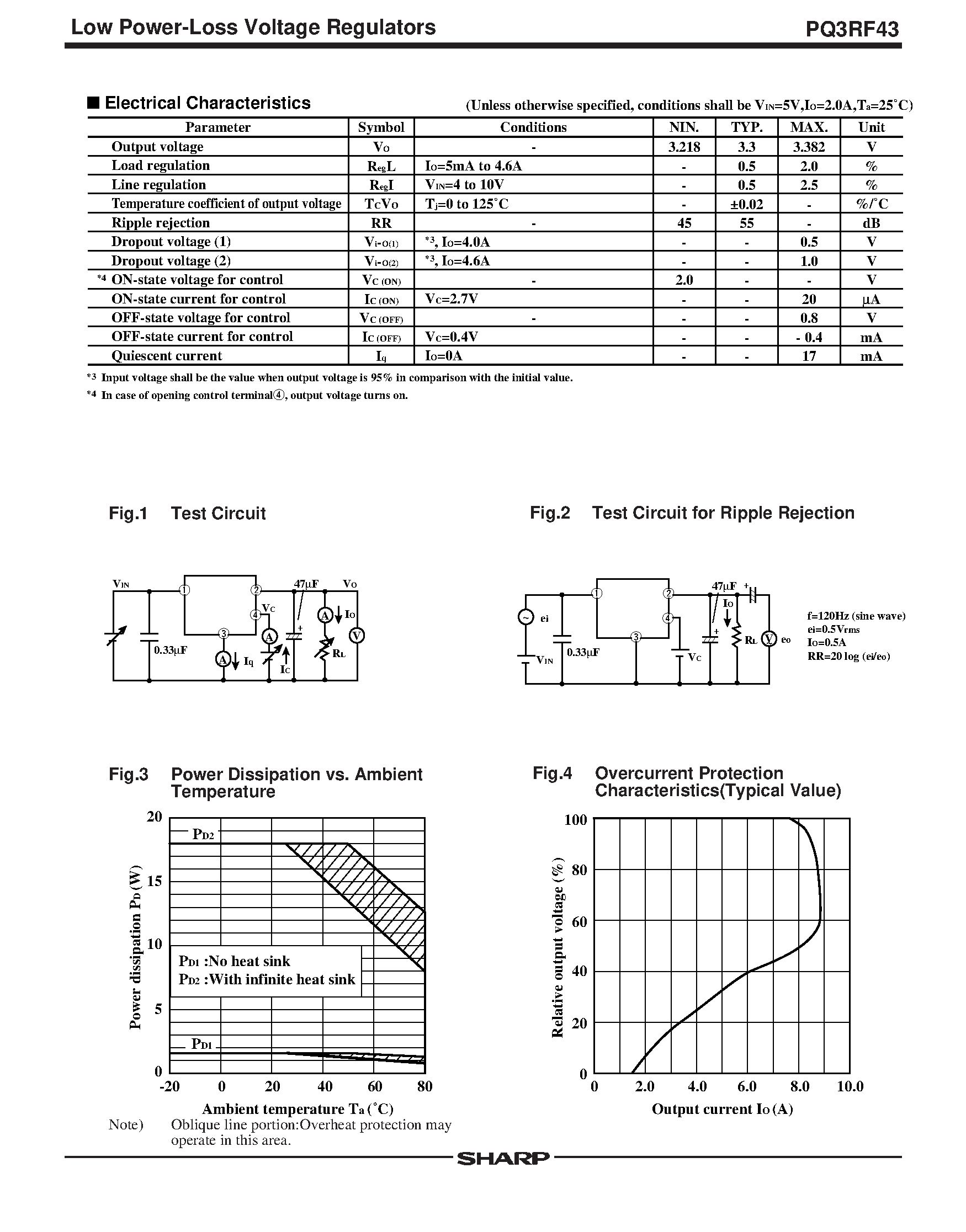 Даташит PQ3RF43 - 3.3V/4.6V Output Low Power-Loss Voltage Regulator страница 2