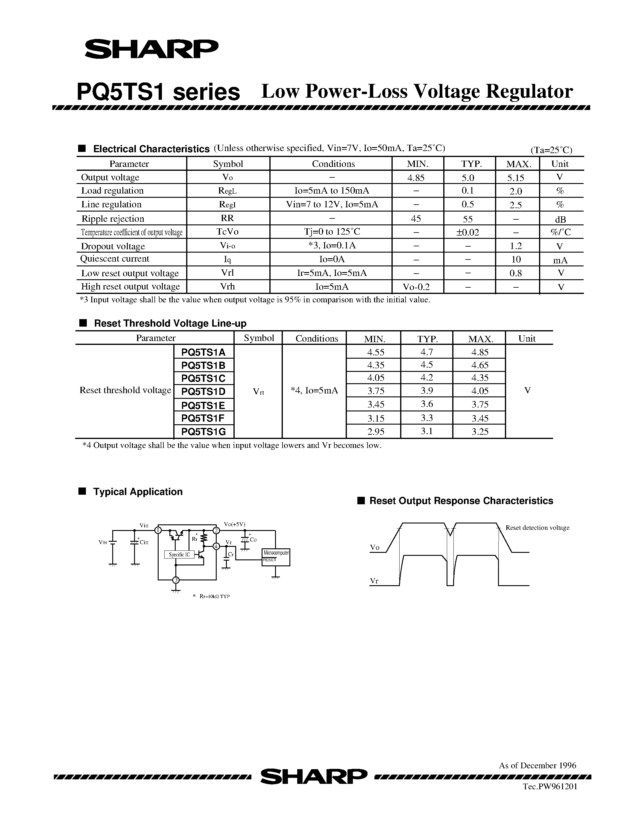 Datasheet PQ5TS1 - 0.15A Output / Surface Mount Type Low Power-Loss Voltage Regulators page 2