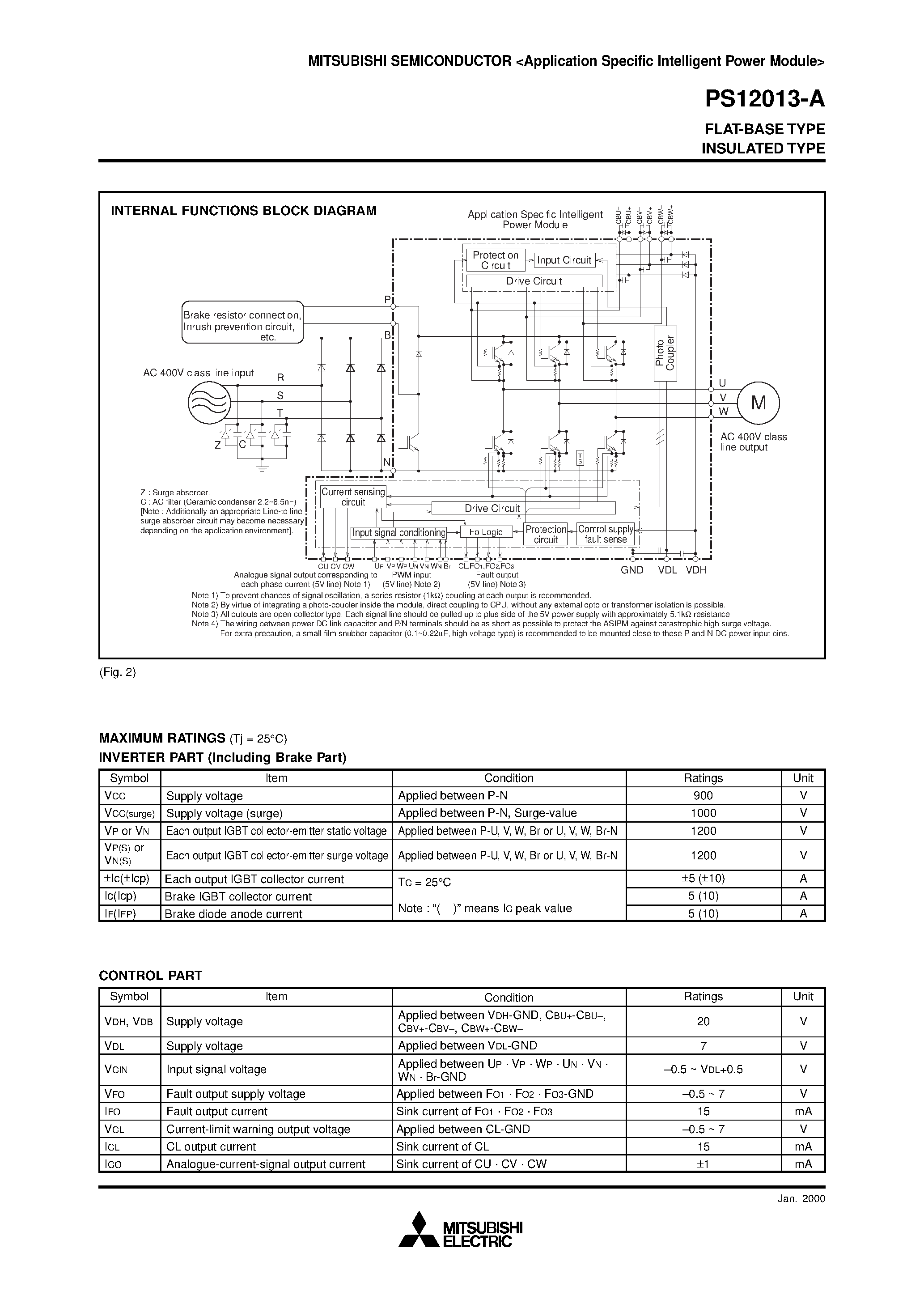 Datasheet PS12013-A - FLAT-BASE TYPE INSULATED TYPE page 2