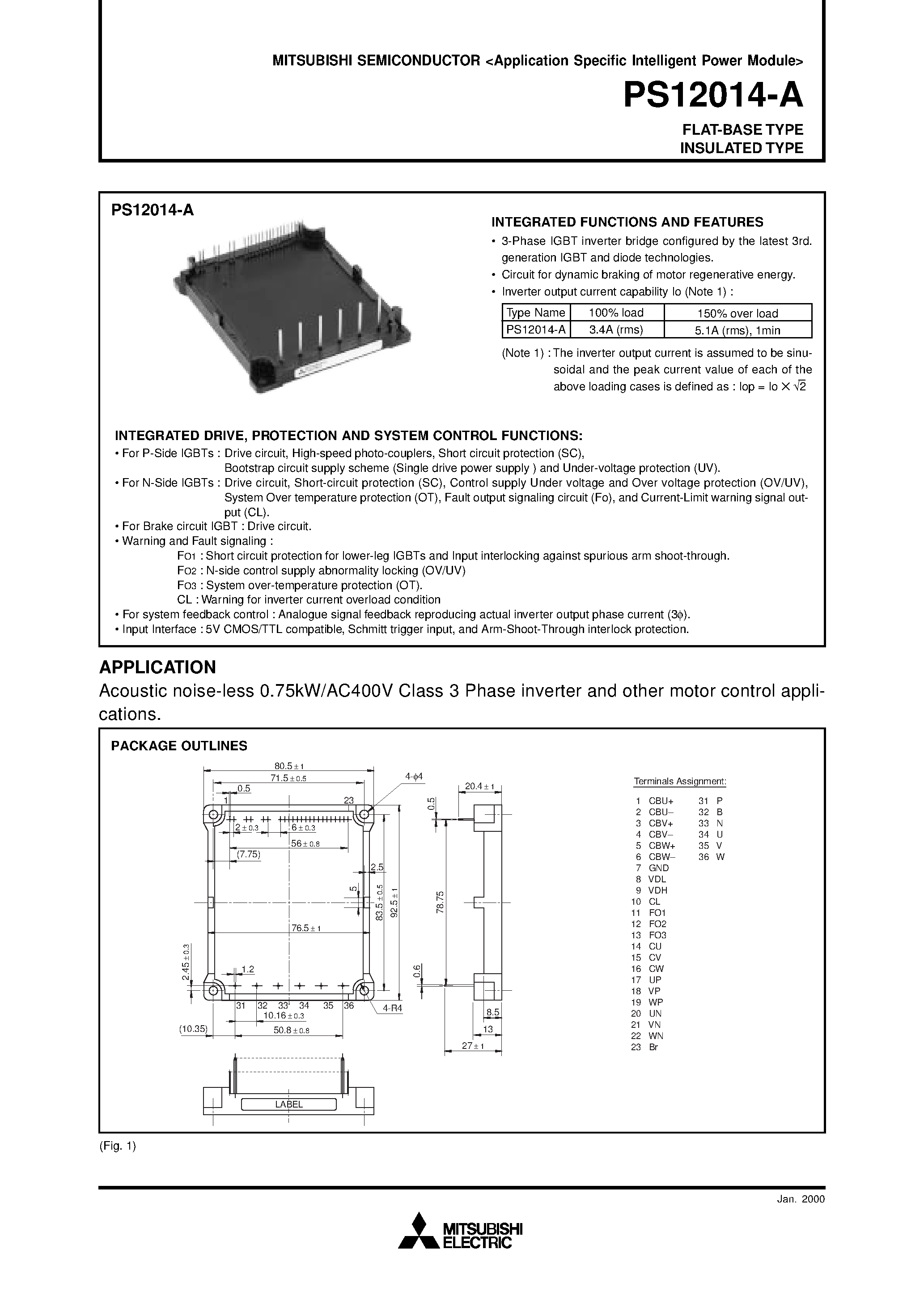 Datasheet PS12014-A - FLAT-BASE TYPE INSULATED TYPE page 1
