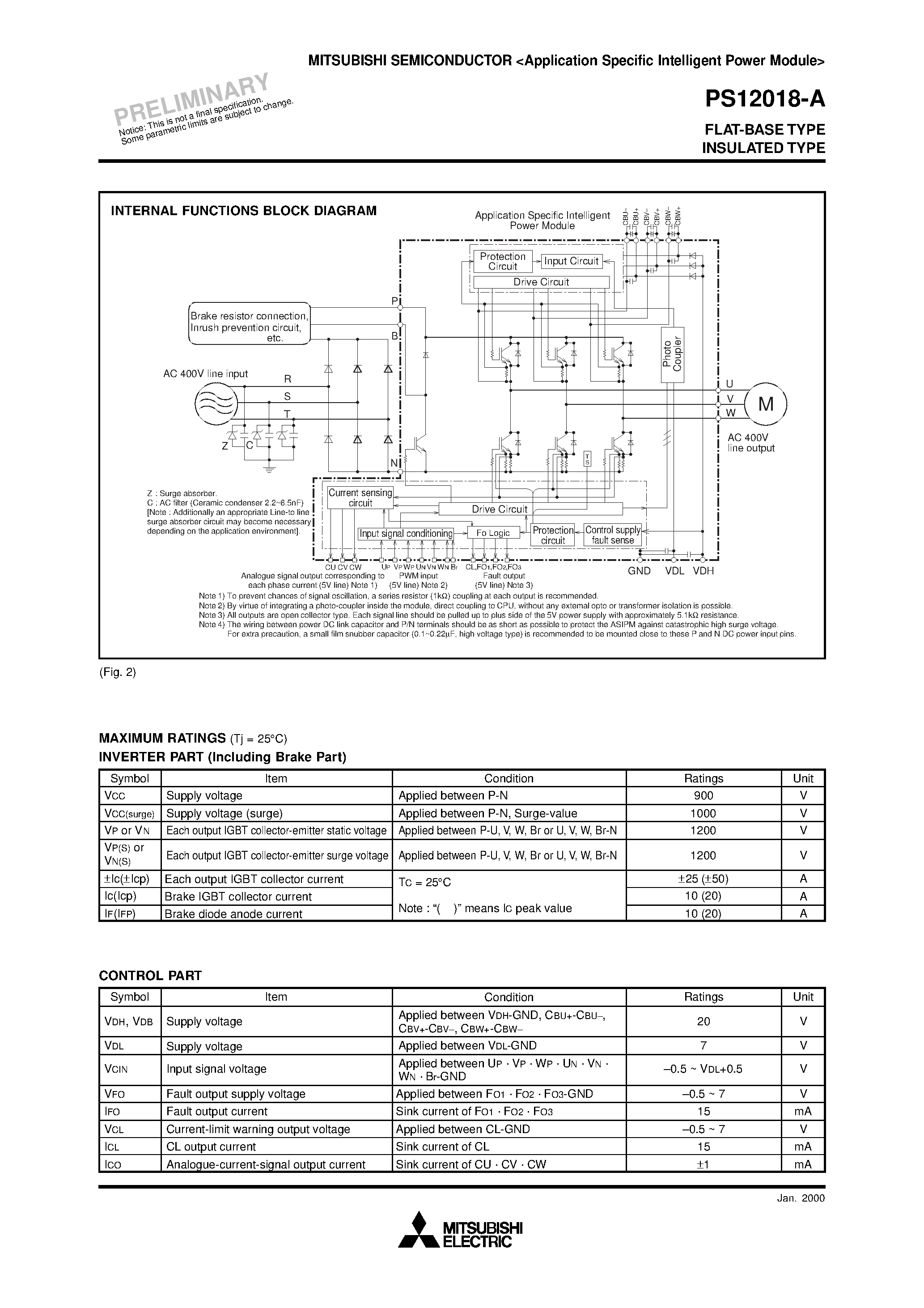 Datasheet PS12018-A - FLAT-BASE TYPE INSULATED TYPE page 2