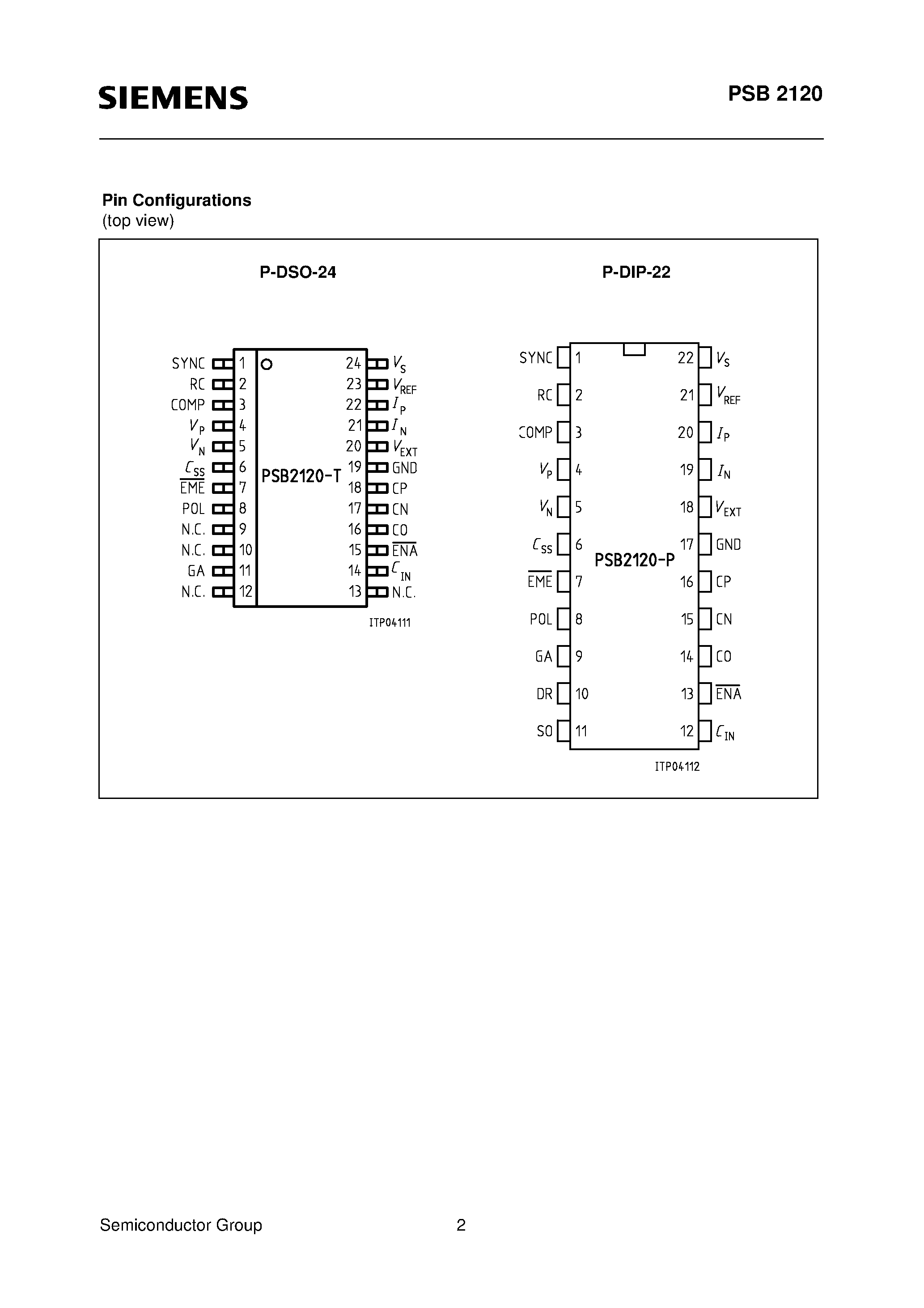 Datasheet PSB2120-T - ISDN Remote Power Controller page 2