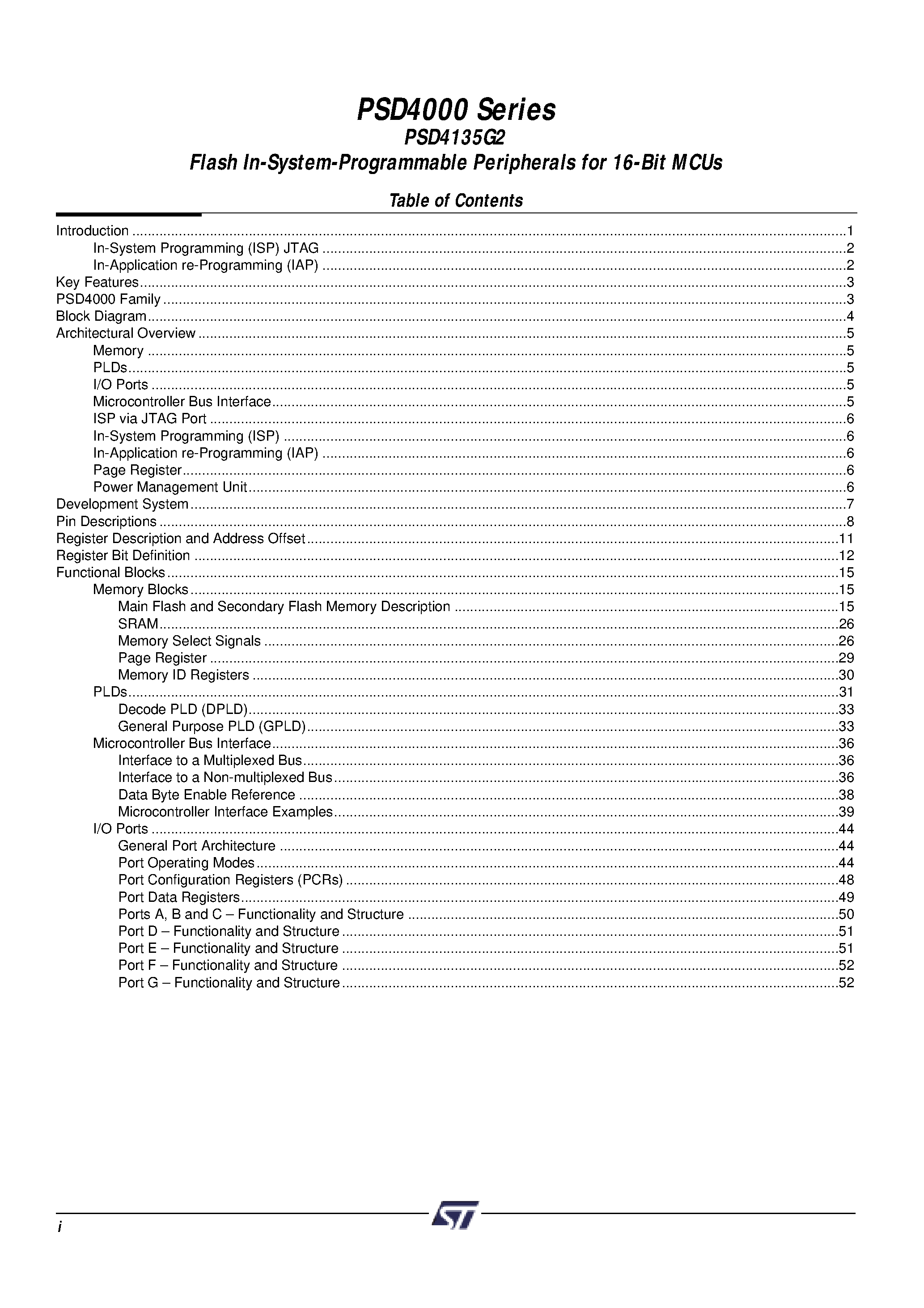 Datasheet PSD4135F2-B-15JI page 2 Datasheet PSD4135F2-B-15JI - Flash In-System-Programmable Peripherals for 16-Bit MCUs page 2