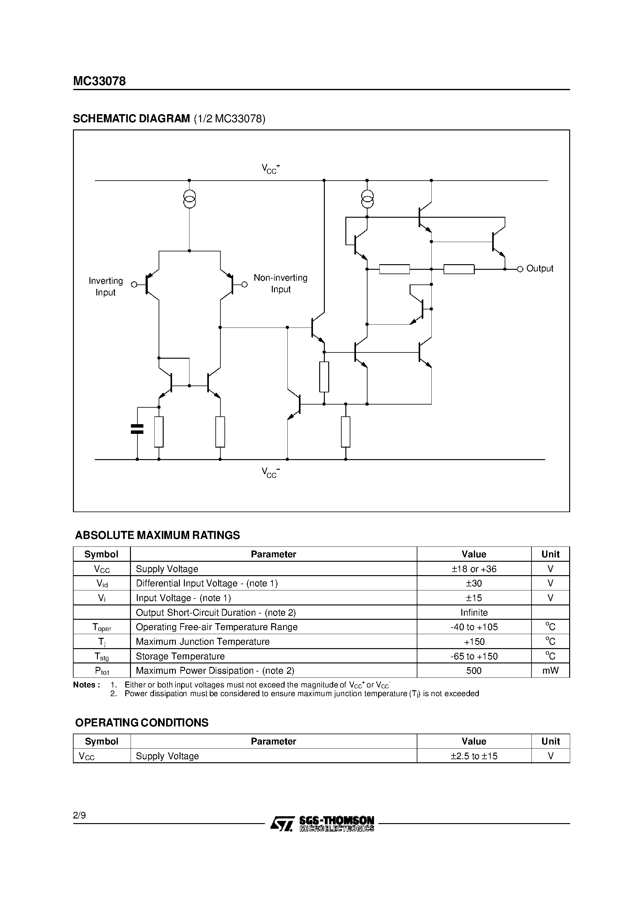 Даташит на микросхему MC33078 страница 2 Даташит MC33078 - LOW NOISE DUAL OPERATIONAL AMPLIFIERS страница 2