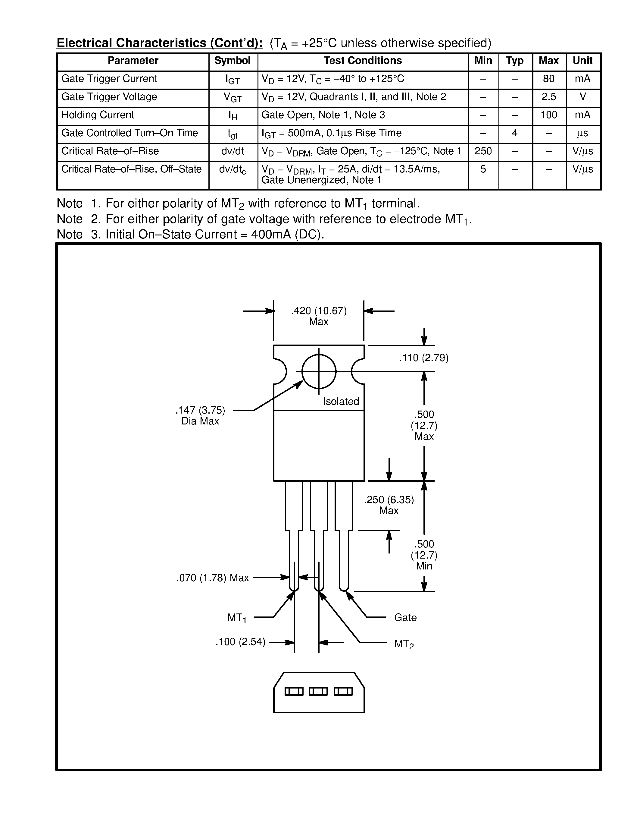 Datasheet NTE56019 page 2 Datasheet NTE56019 - TRIAC / 25 Amp page 2