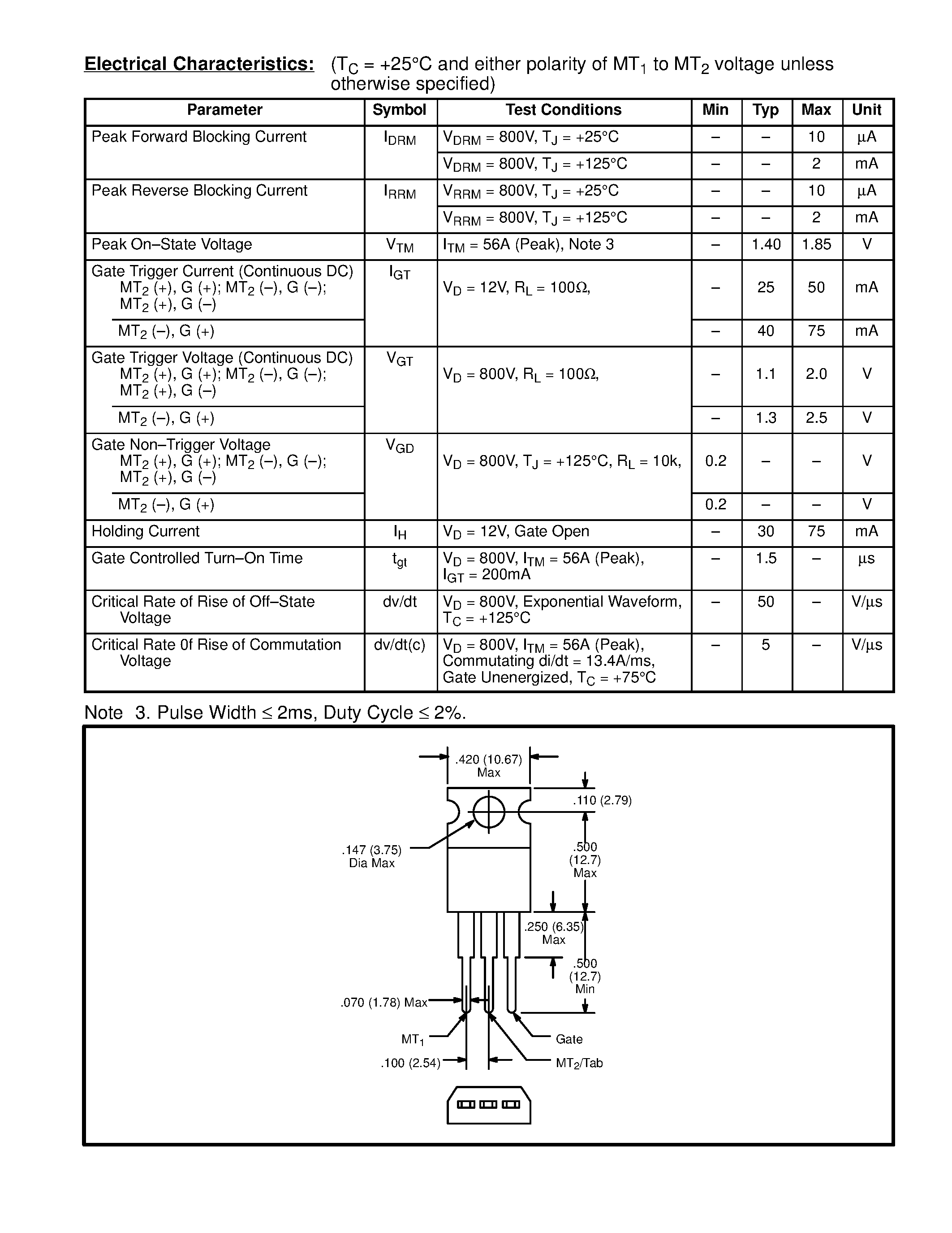 Datasheet NTE56028 - TRIAC / 40 Amp page 2