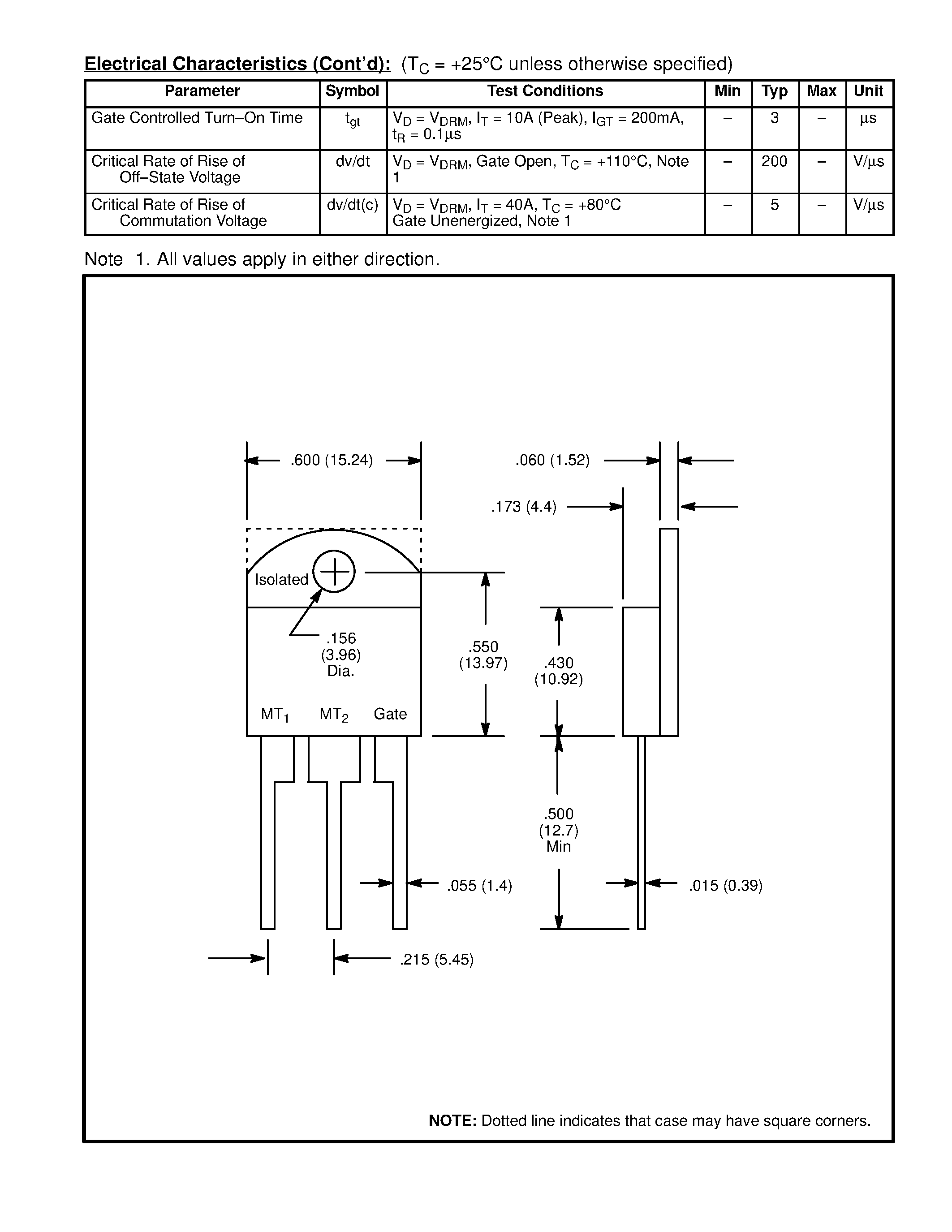 Datasheet NTE56031 - TRIAC / 40 Amp Isolated Tab page 2