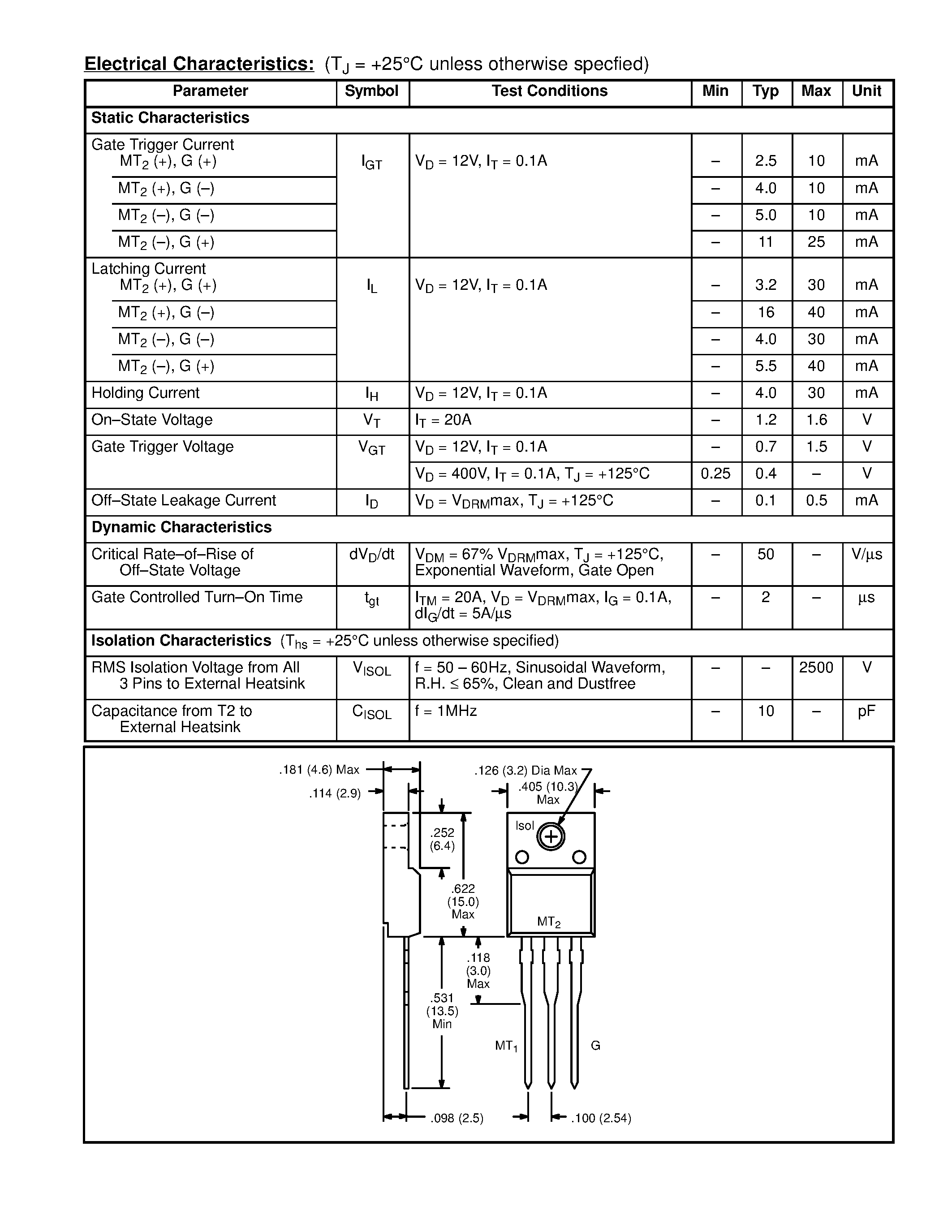 Datasheet NTE56047 - TRIAC / 16A / Sensitive Gate page 2