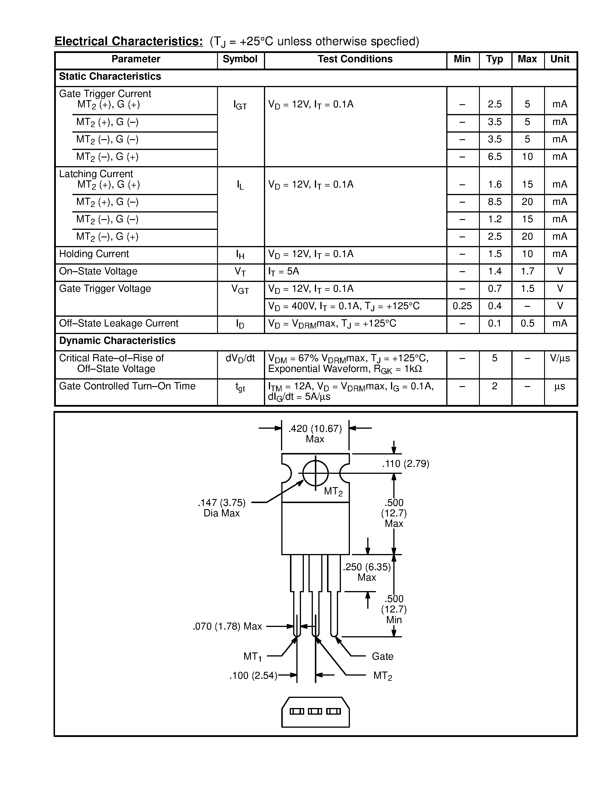 Datasheet NTE56052 - TRIAC / 8A Low Logic Level page 2