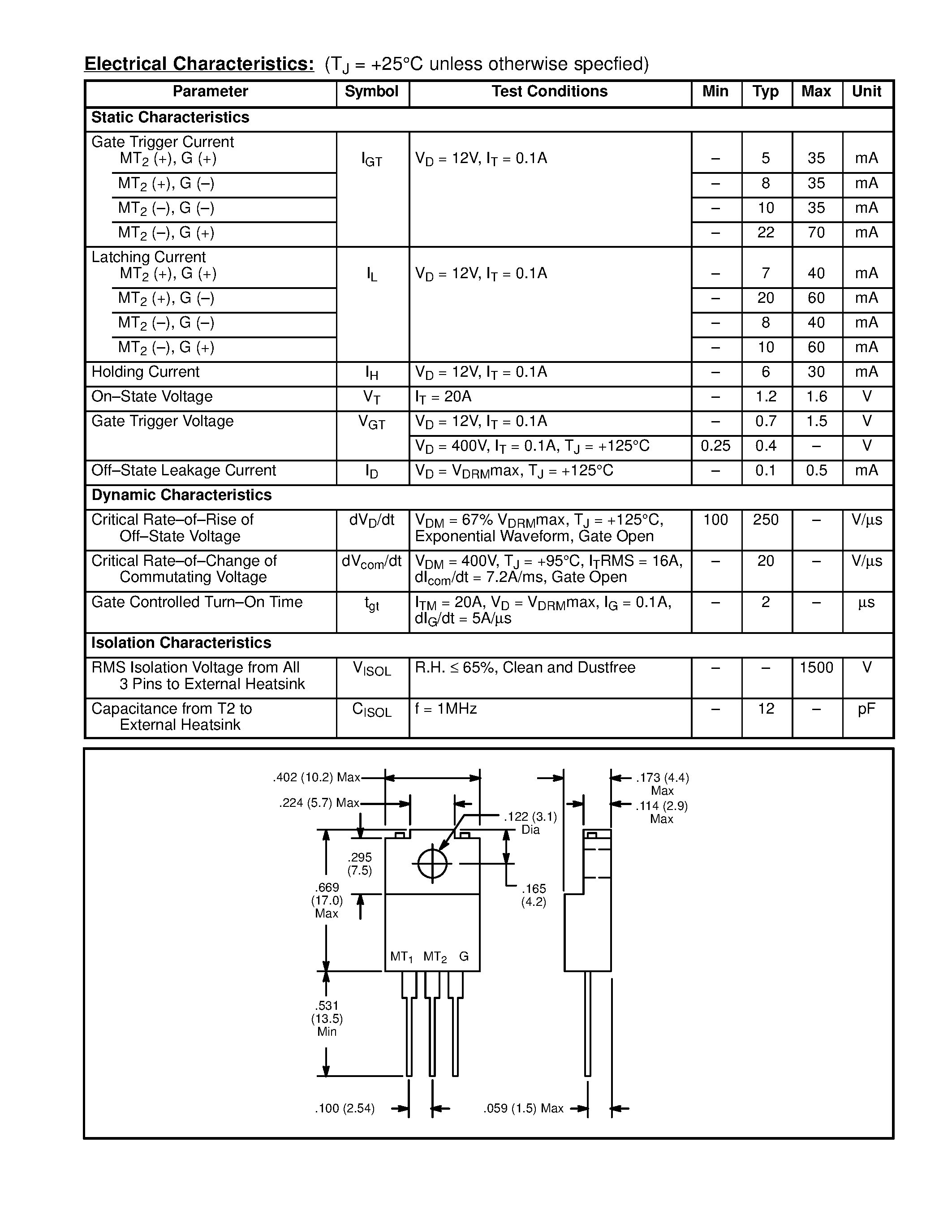 Datasheet NTE56058 - TRIAC / 16A page 2