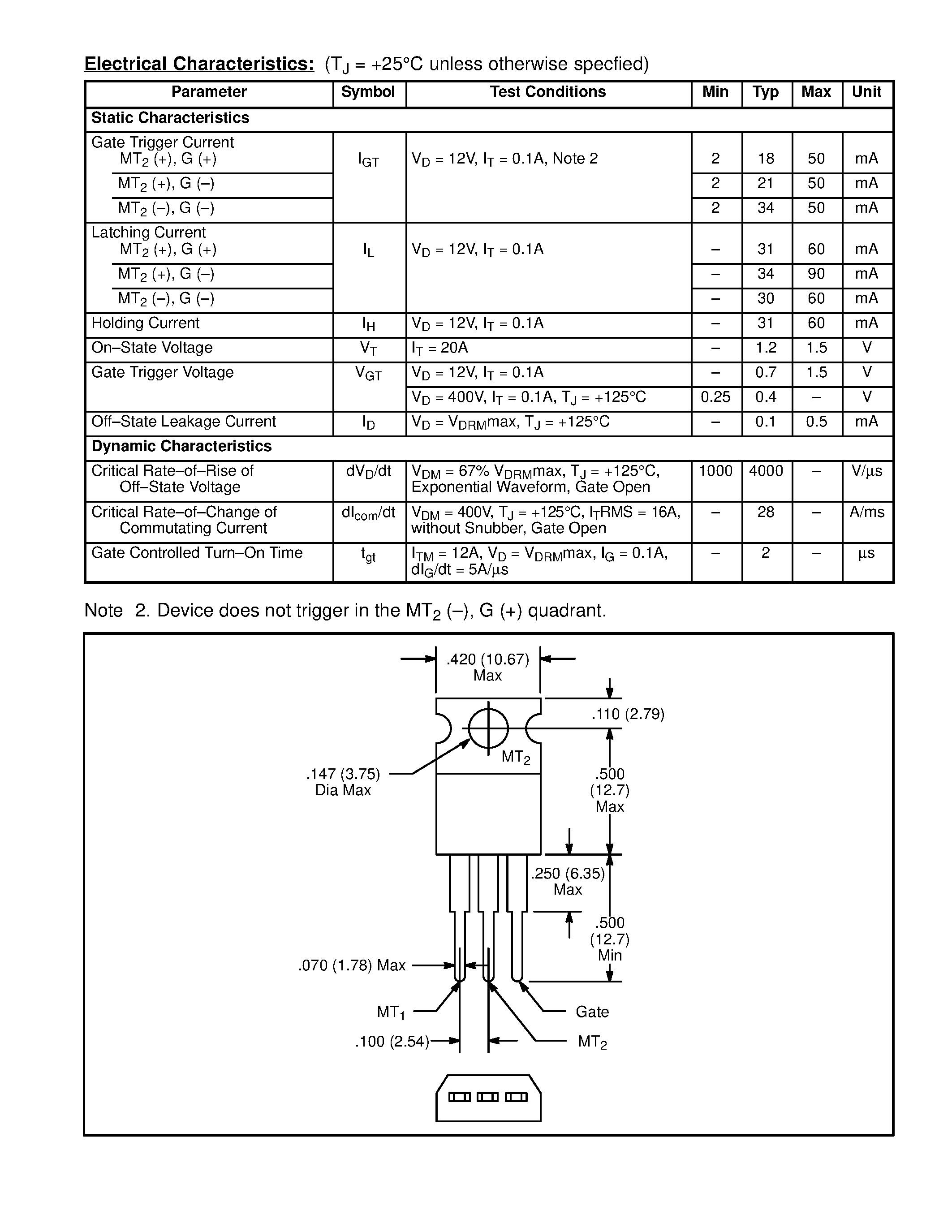 Datasheet NTE56066 - TRIAC / 16A / High Commutation page 2