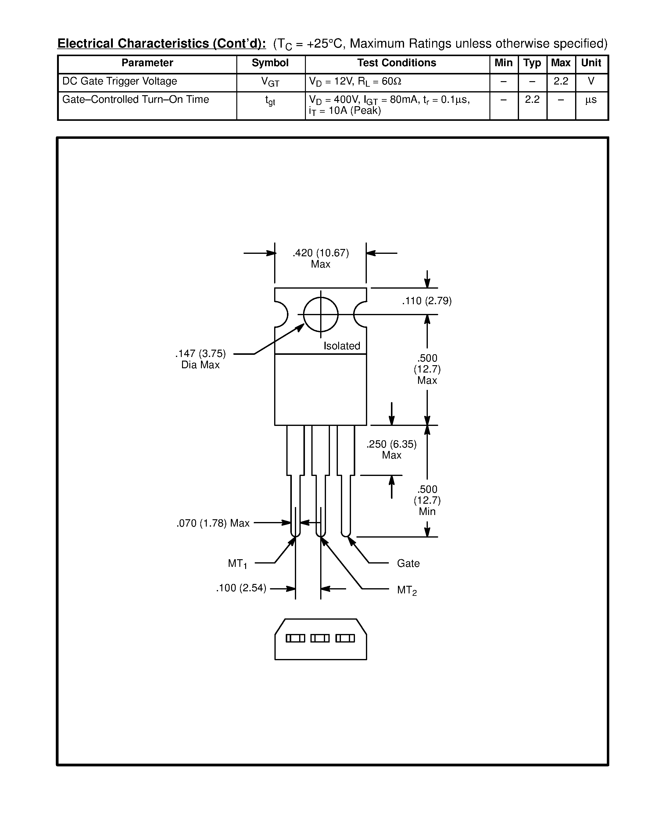 Datasheet NTE5638 - TRIAC - 8A Isolated Tab page 2