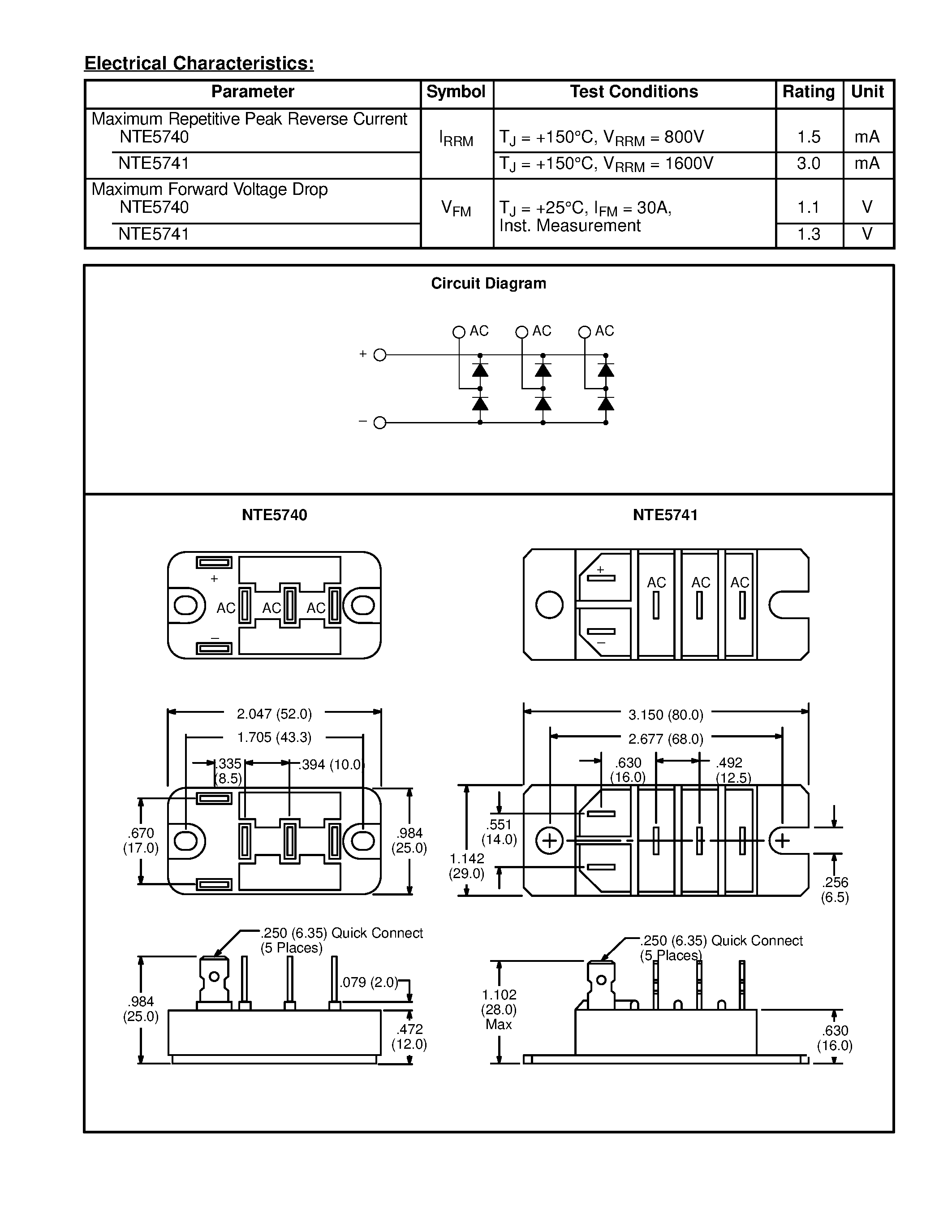 Даташит на микросхему NTE5741 страница 2 Даташит NTE5741 - Powerblock Modules 3 Phase Bride Modules страница 2
