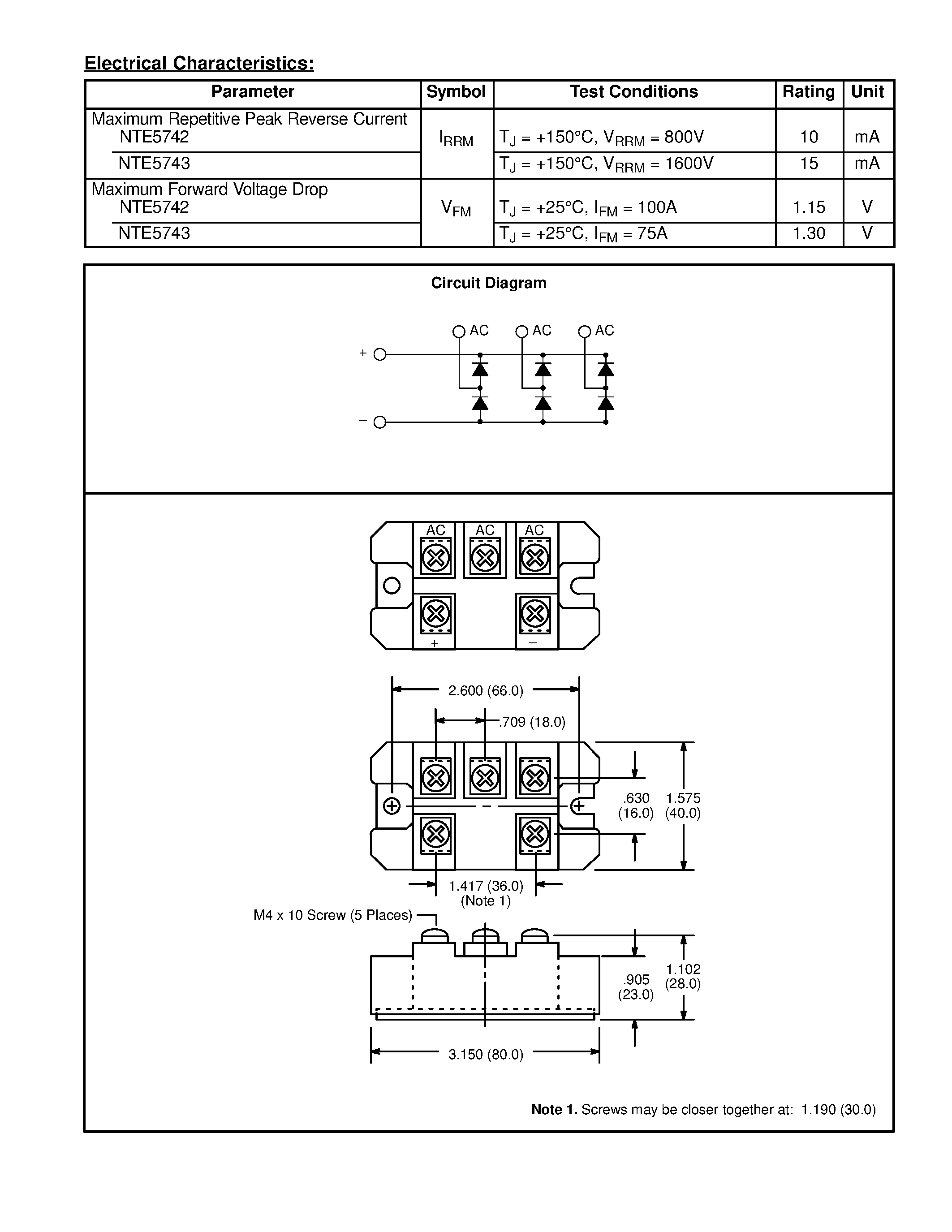 Datasheet NTE5743 - Powerblock Modules 3 Phase Bride Modules page 2