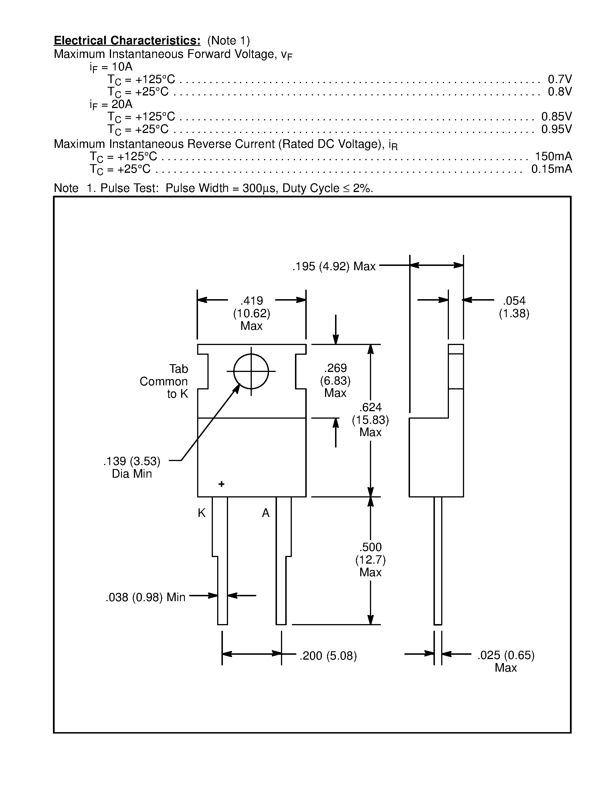 Даташит NTE6080 - Silicon Schottky Barrier Rectifier страница 2
