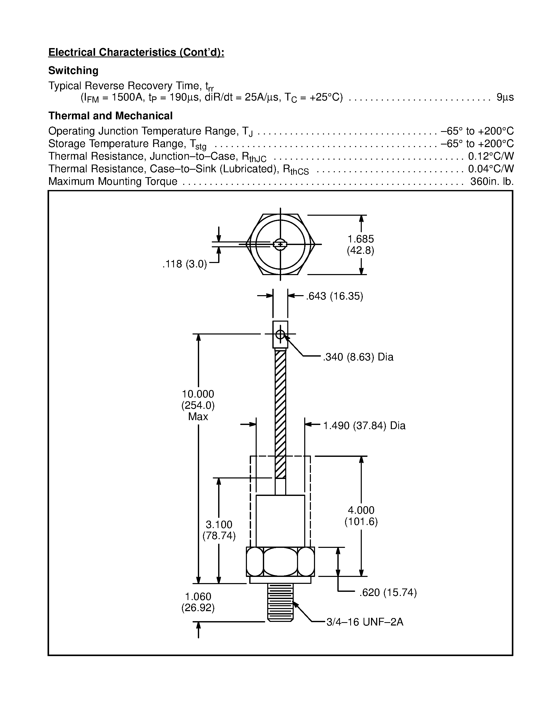 Даташит NTE6109 - Industrial Rectifier / 550A страница 2