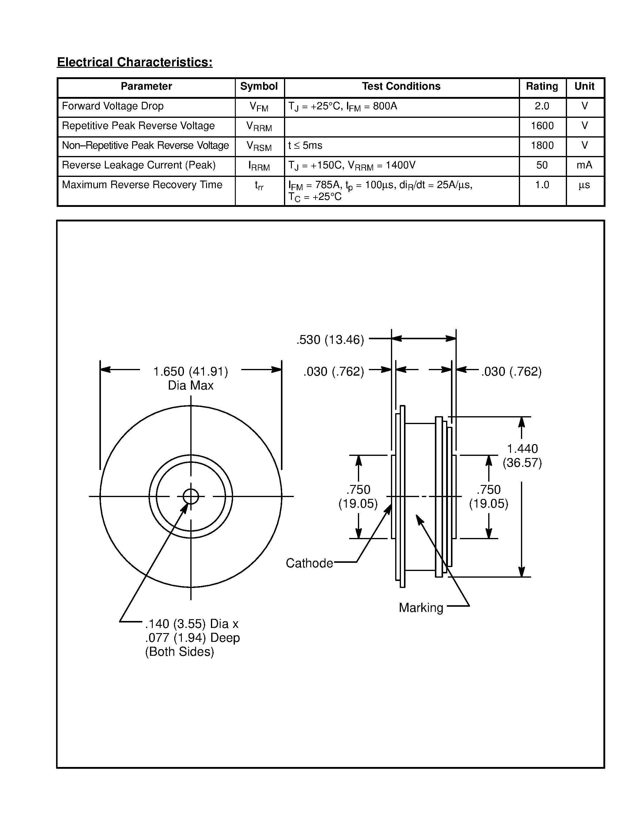 Даташит NTE6128 - Silicon Power Rectifier Diode / 430 Amp страница 2
