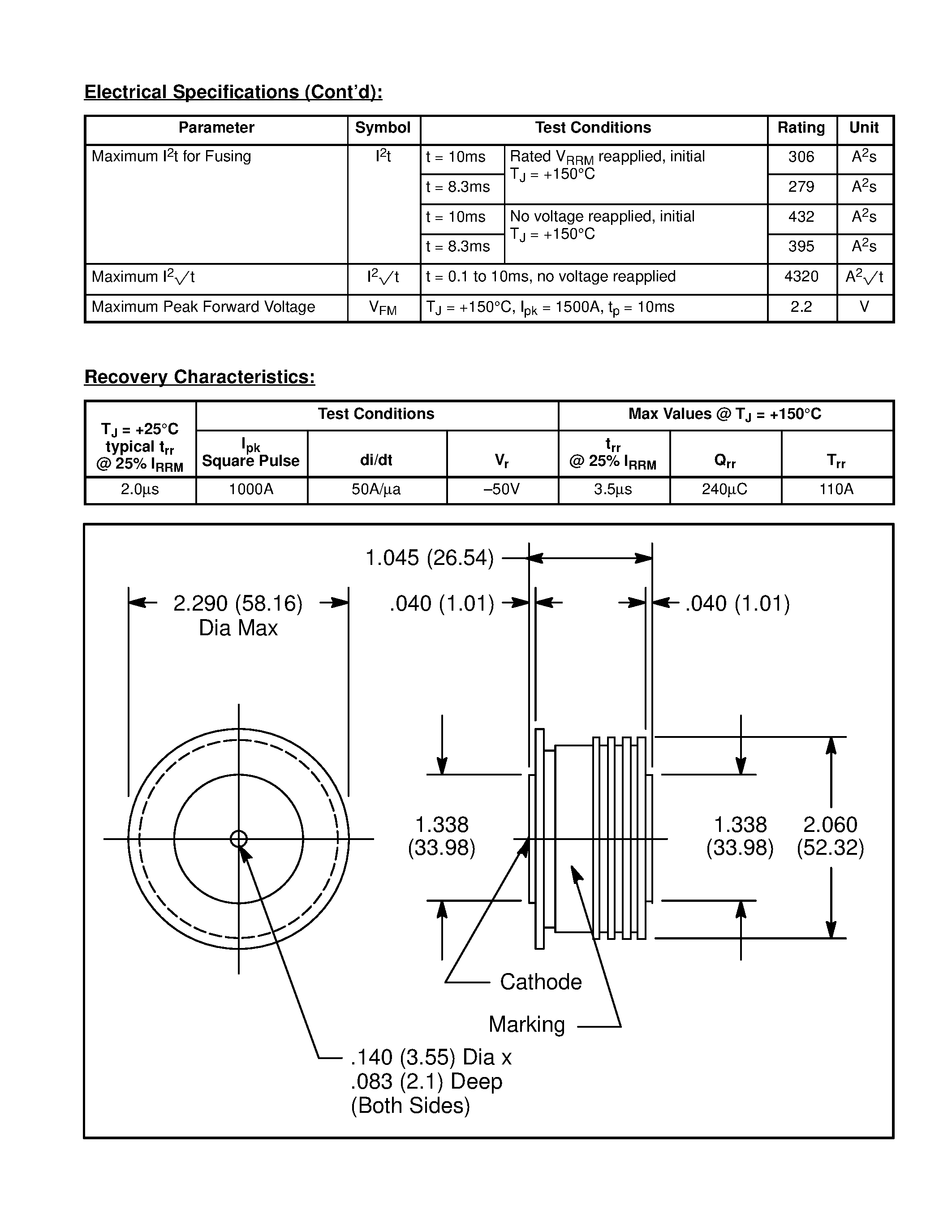 Даташит NTE6129 - Silicon Power Rectifier Diode / 700 Amp страница 2