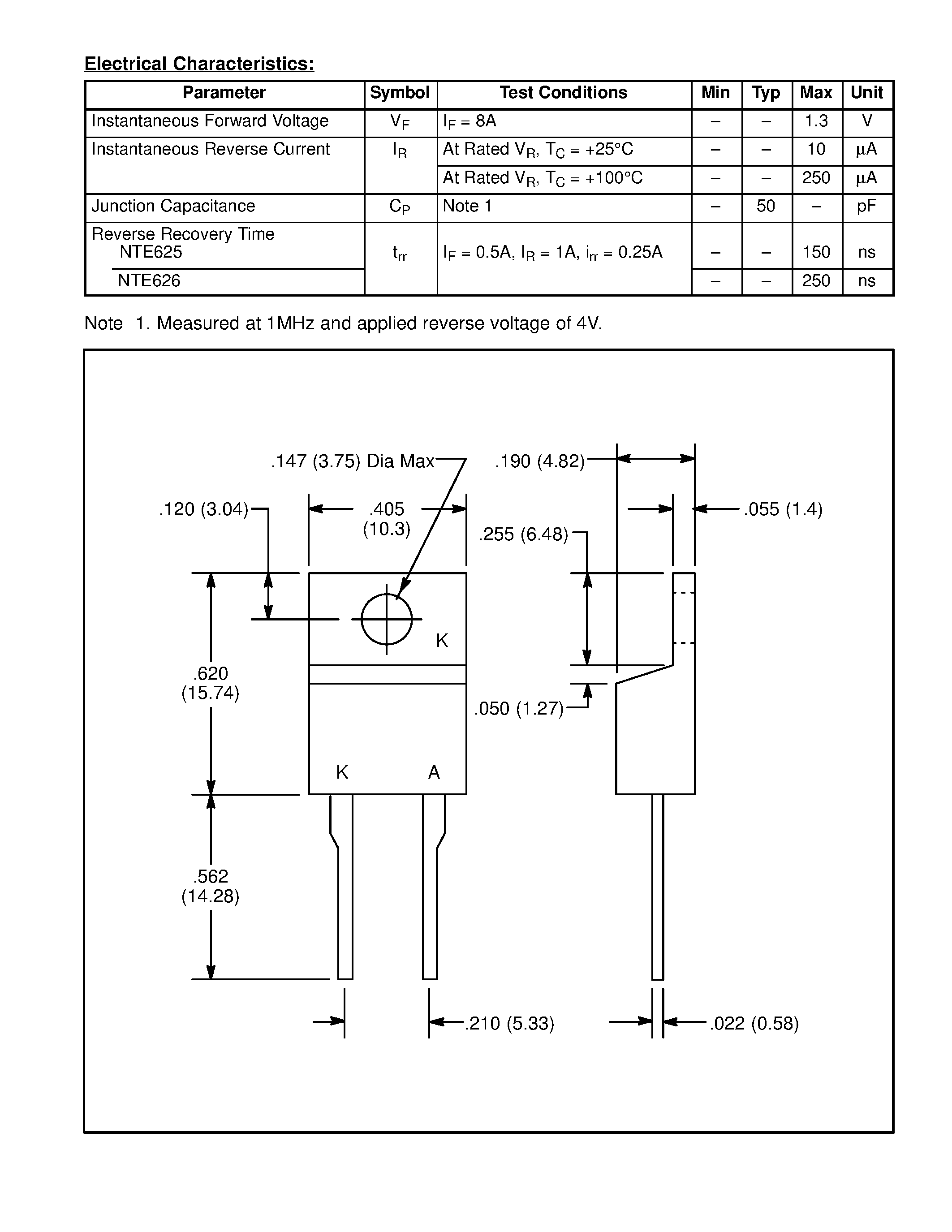 Даташит NTE625 - Silicon Rectifier Fast Recovery страница 2