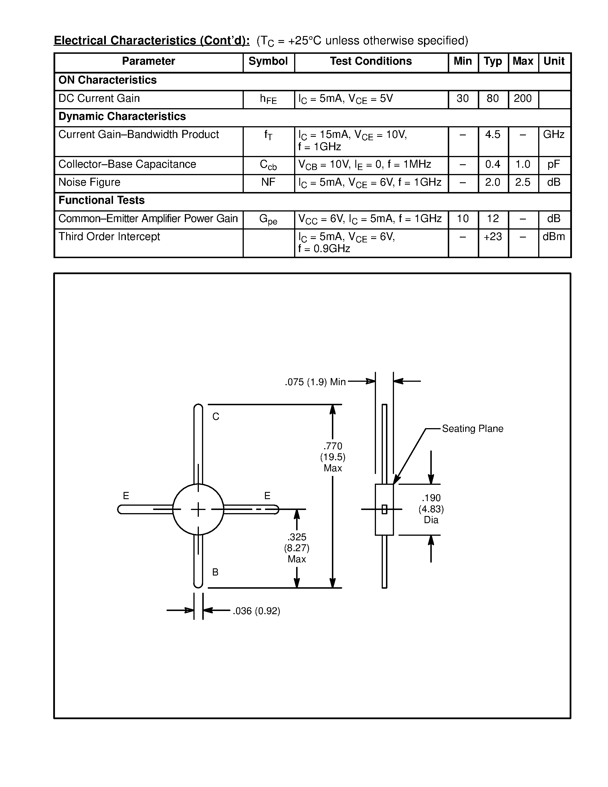 Datasheet NTE64 - Silicon NPN Transistor UHF High Speed Switch page 2