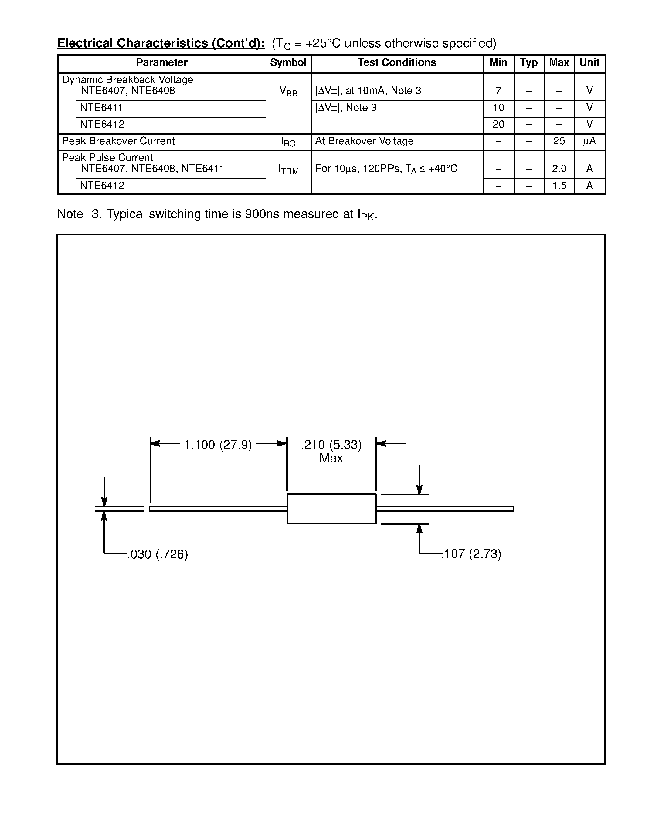 Даташит NTE6412 - Bilateral Trigger Diodes (DIACS) страница 2