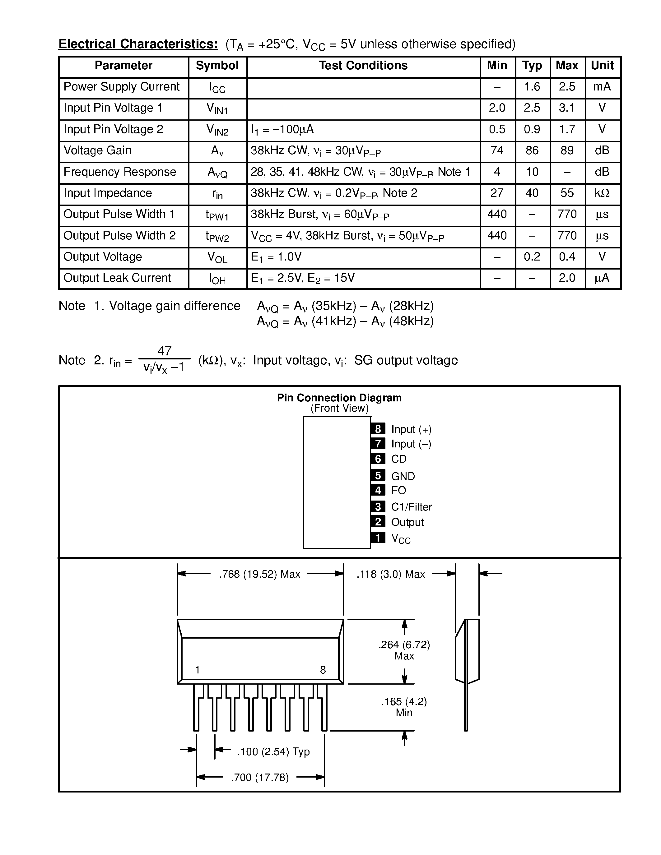Даташит NTE7013 - Integrated Circuit Remote Control Preamp with Active Low страница 2