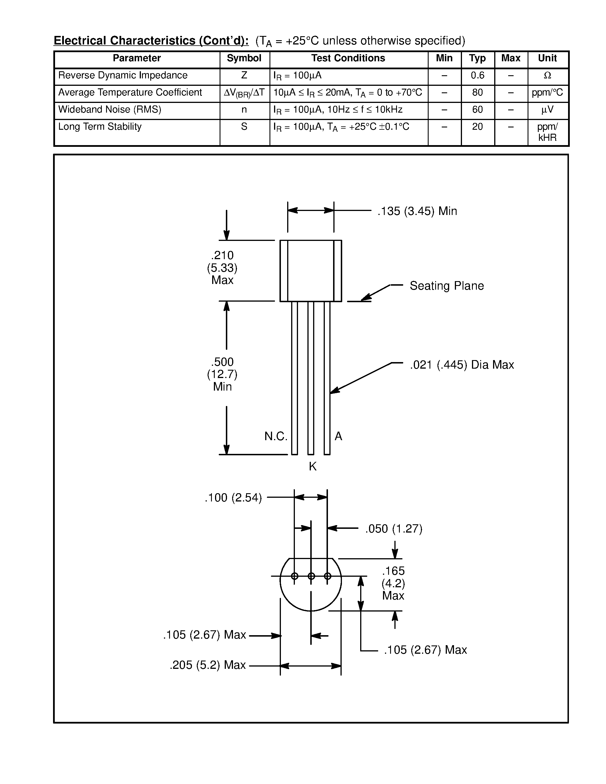 Datasheet NTE7080 - Integrated Circuit Precision Voltage Reference Diode / 1.235V page 2