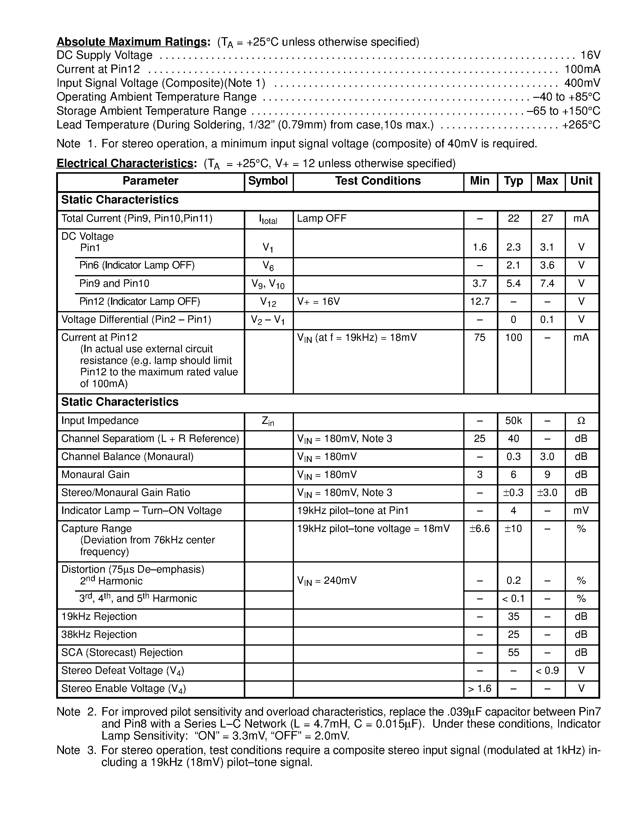 Даташит NTE789 - Integrated Circuit Stereo Multiplex Decoder страница 2